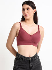H&F Women's  Non Padded Wire-Free Adjustable Straps Full Coverage Cotton-Lycra Rich Fabric Everyday Minimizer T-Shirt Bra