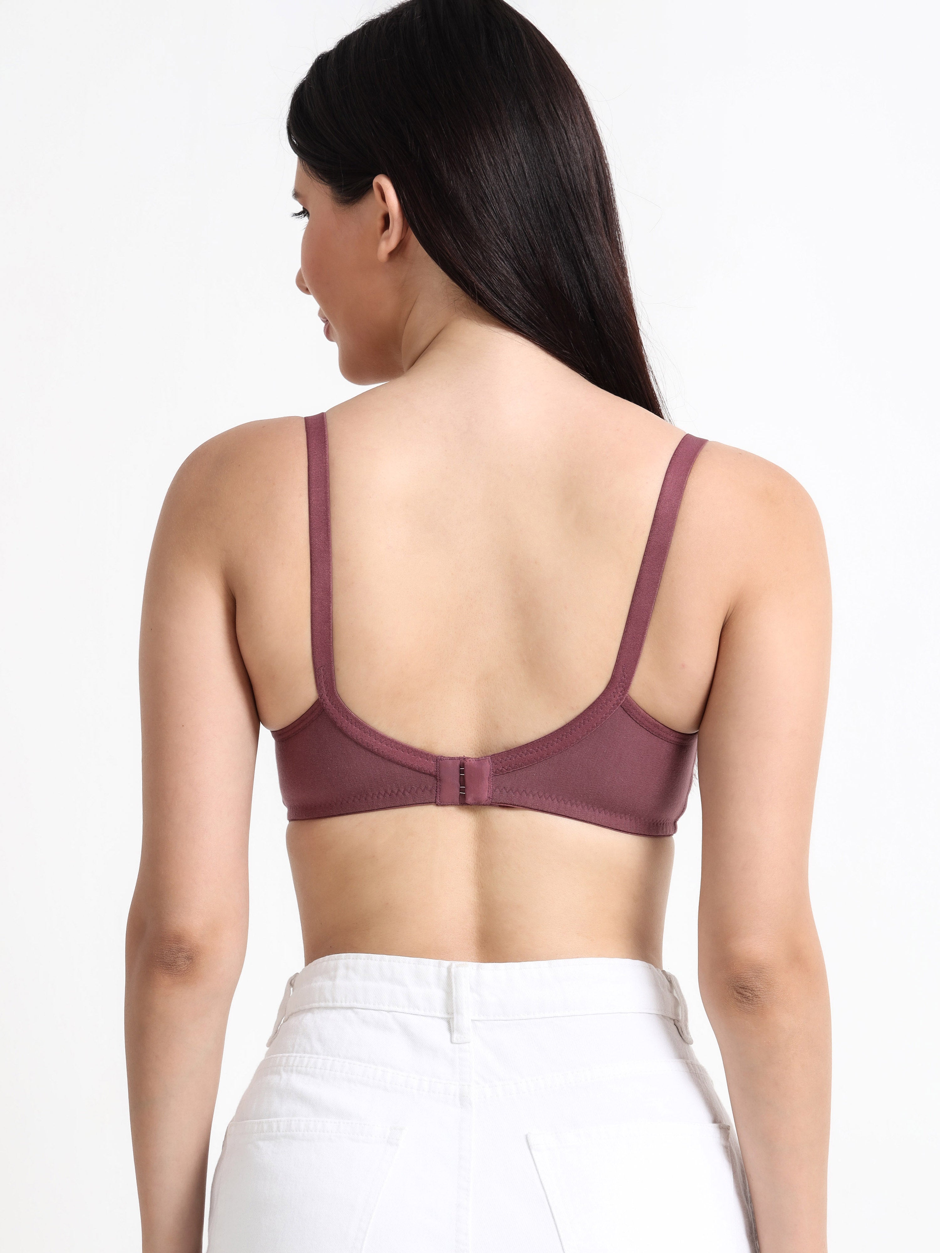 H&F Women's Non Padded and Non Wired Full Coverage Cotton-Rich Fabric in Everyday T-Shirt Bra