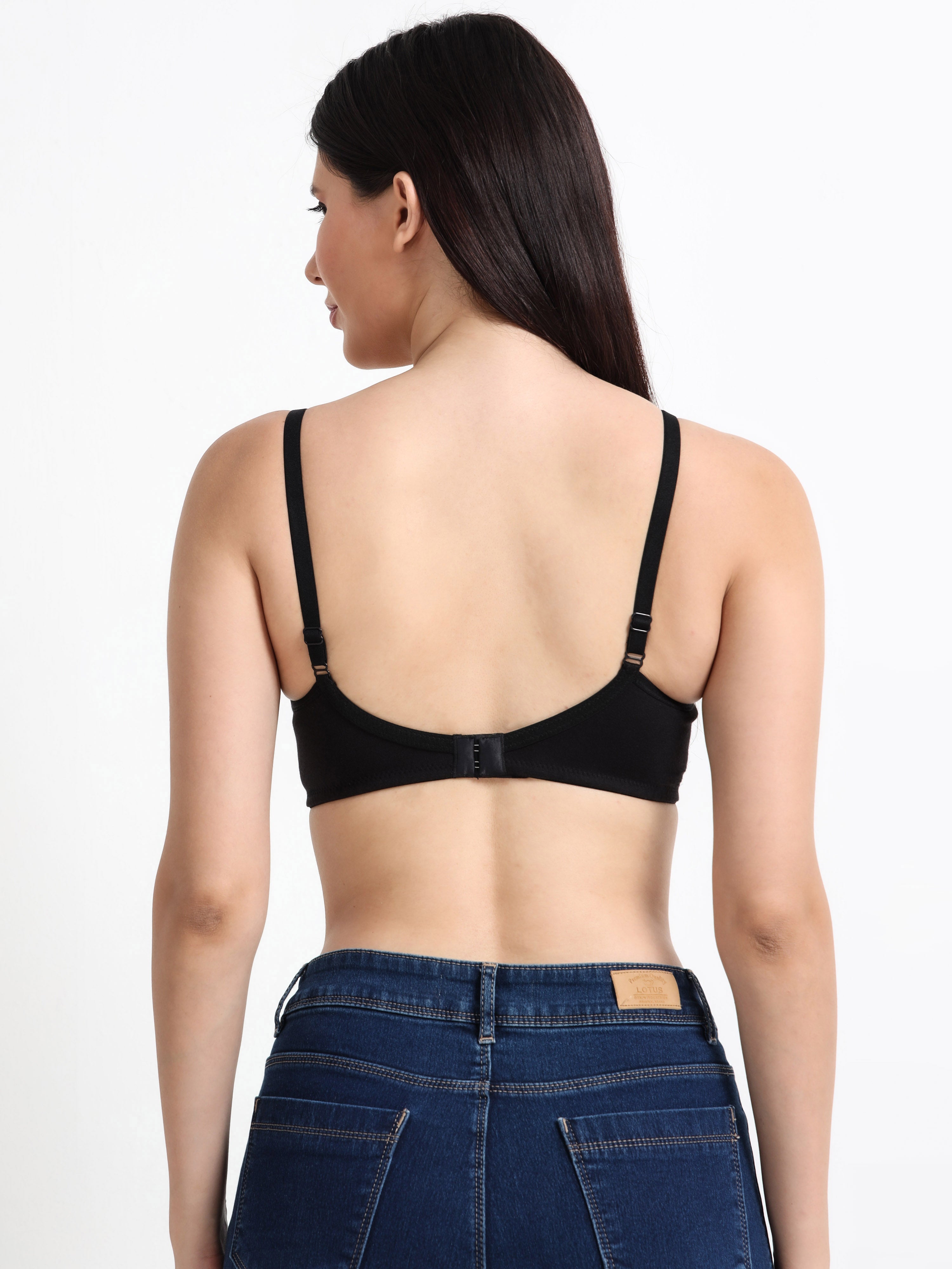 H&F Women's  Non Padded Wire-Free Adjustable Straps Full Coverage Cotton-Rich Fabric Everyday Minimizer T-Shirt Bra