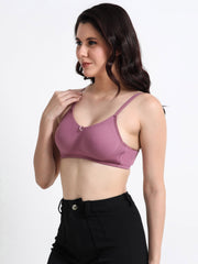 H&F Women's  Non Padded Wire-Free Adjustable Straps Full Coverage Cotton-Rich Fabric Everyday Minimizer T-Shirt Bra