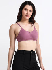 H&F Women's  Non Padded Wire-Free Adjustable Straps Full Coverage Cotton-Rich Fabric Everyday Minimizer T-Shirt Bra