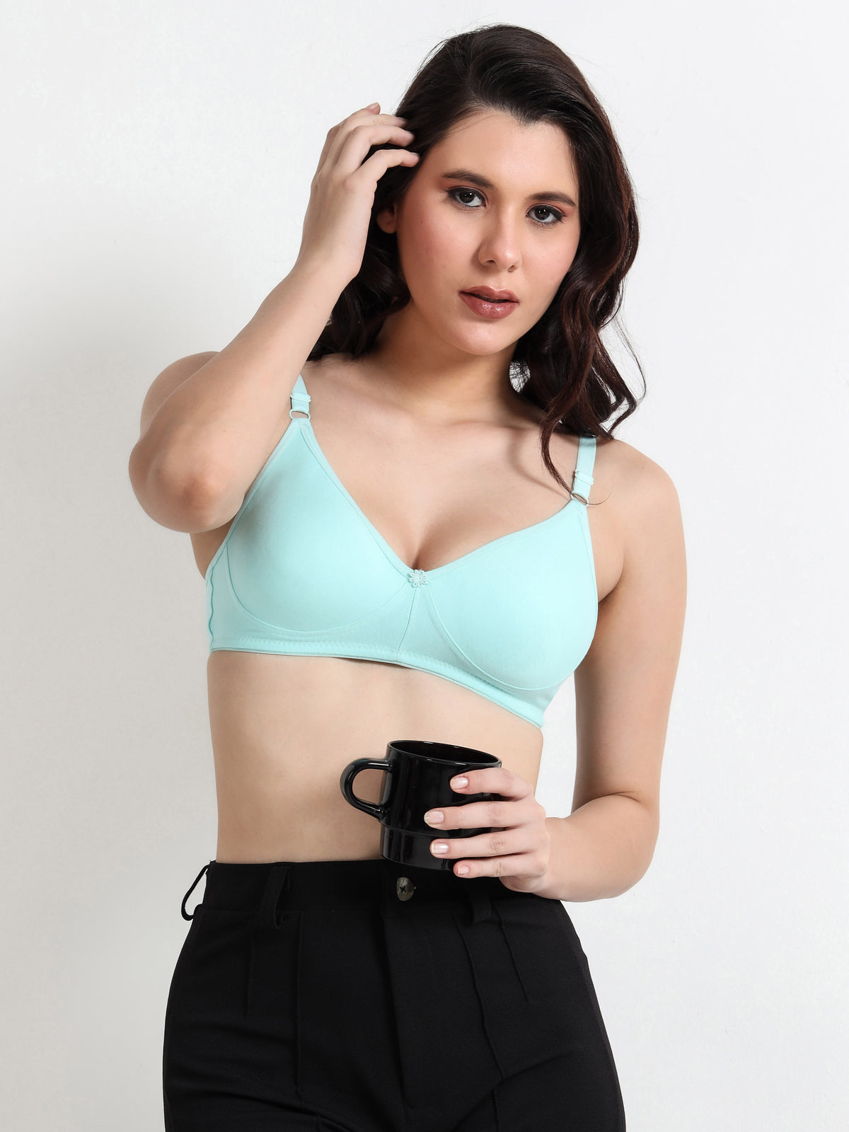 H&F Women's Non Padded and Non Wired Full Coverage Cotton-Rich Fabric in Everyday T-Shirt Bra