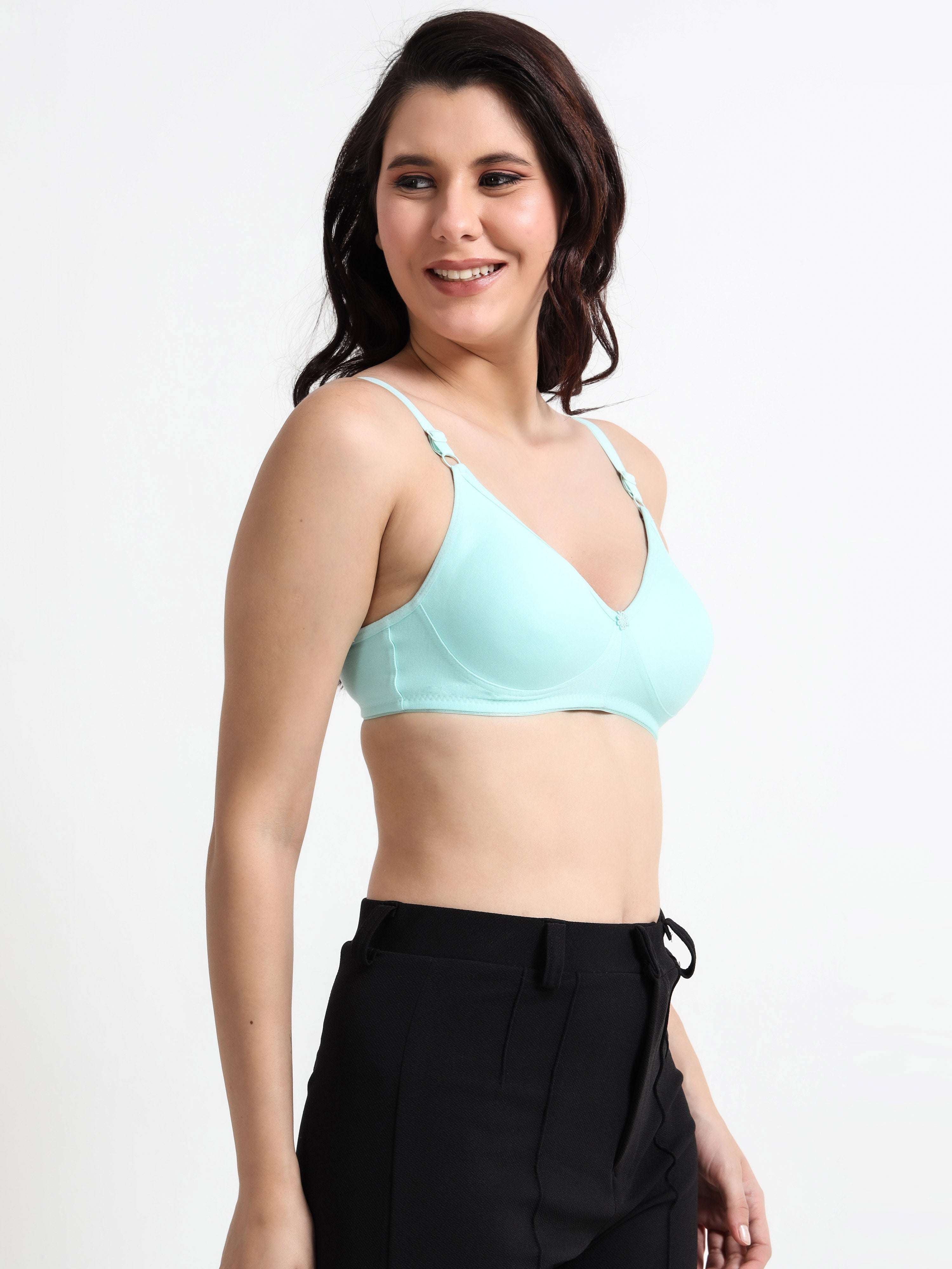 H&F Women's Non Padded and Non Wired Full Coverage Cotton-Rich Fabric in Everyday T-Shirt Bra