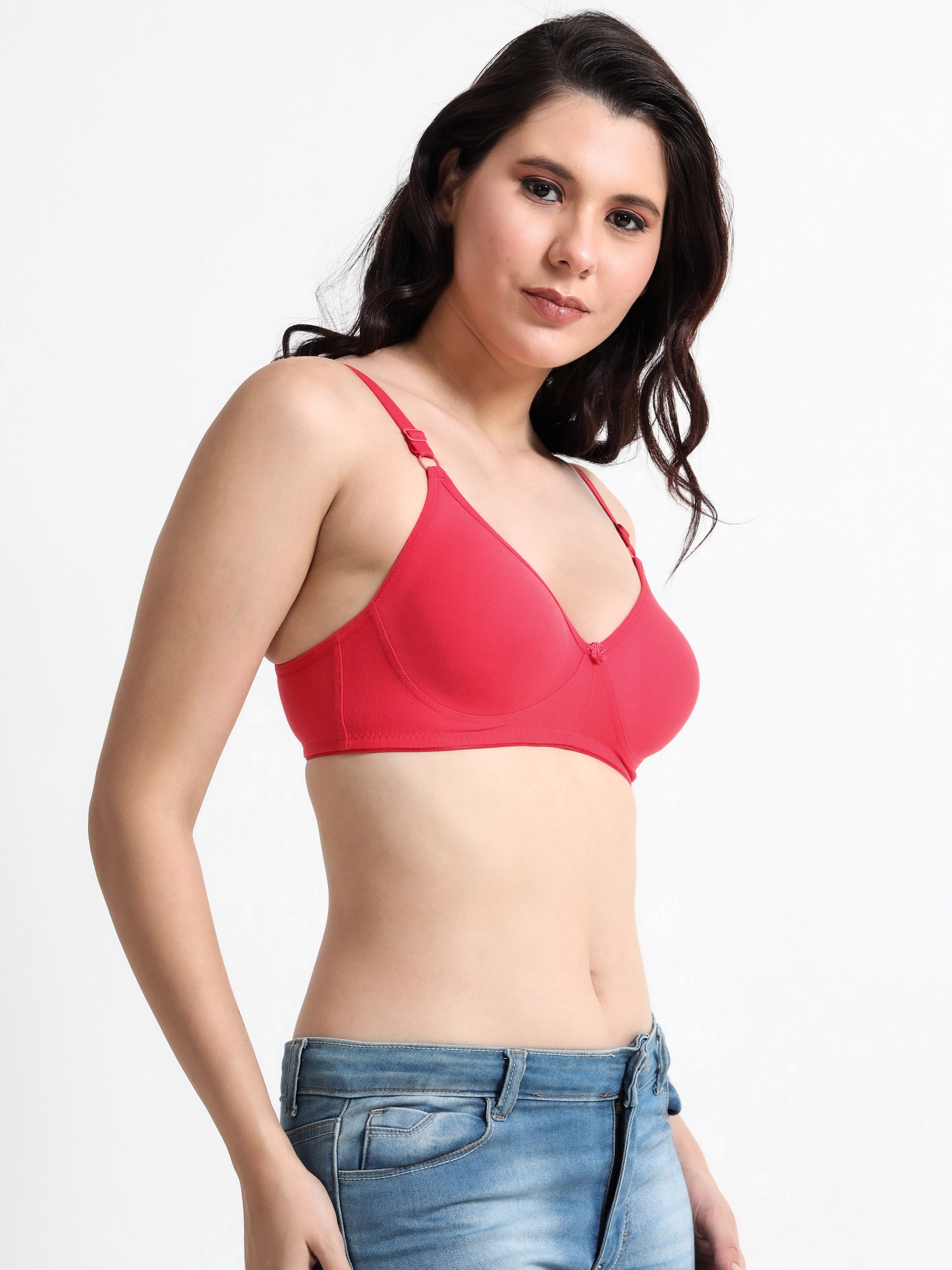 H&F Women's Non Padded and Non Wired Full Coverage Cotton-Rich Fabric in Everyday T-Shirt Bra