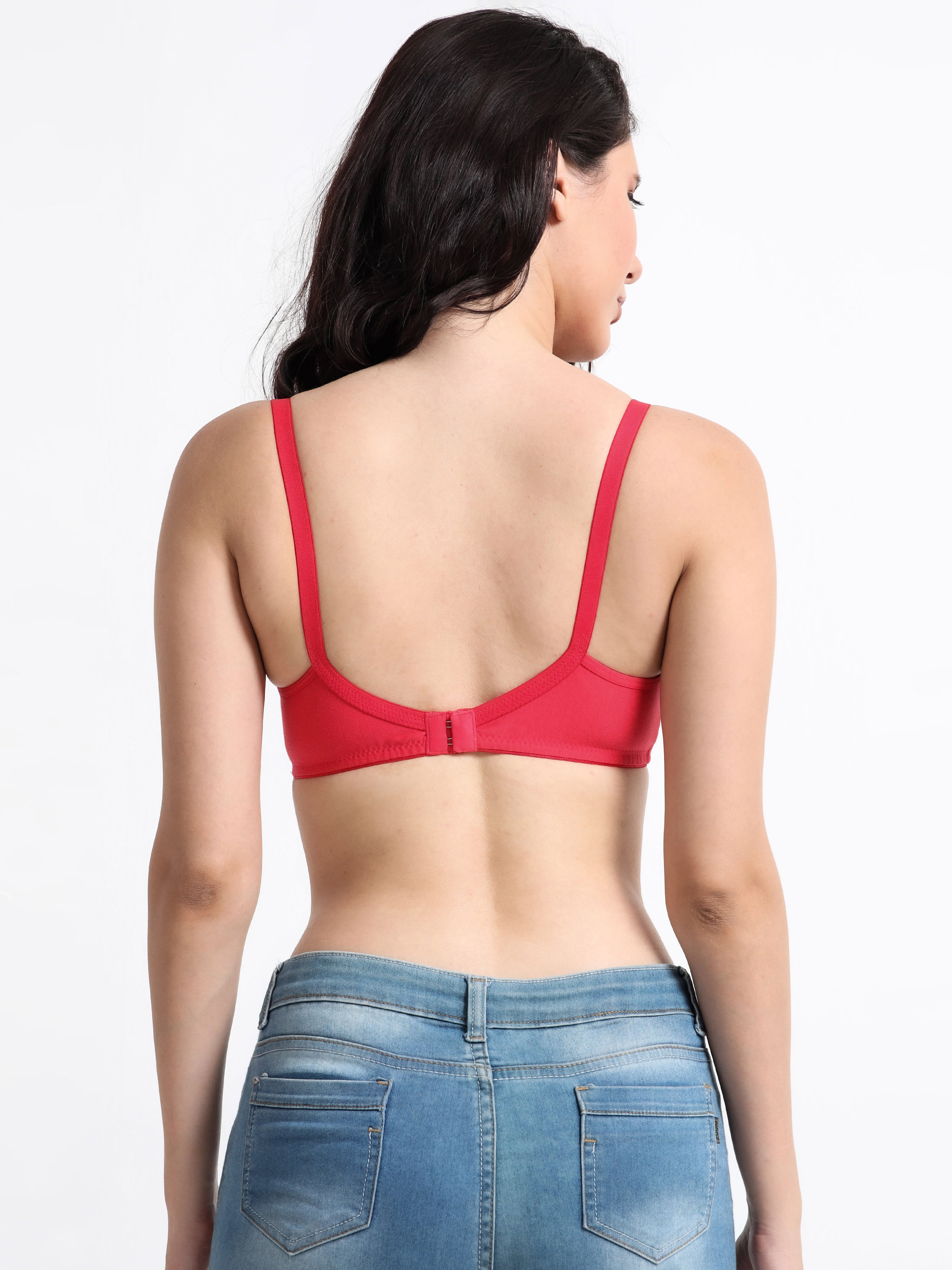 H&F Women's Non Padded and Non Wired Full Coverage Cotton-Rich Fabric in Everyday T-Shirt Bra