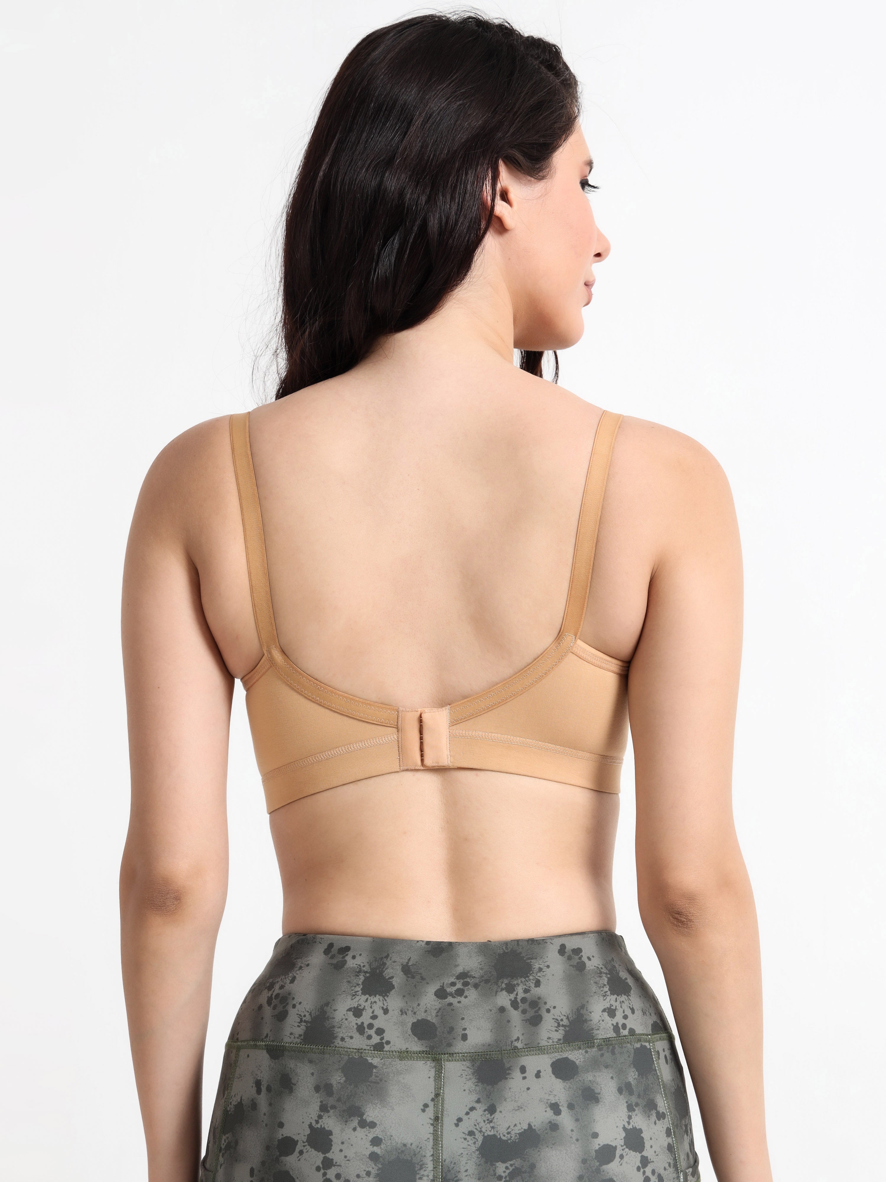 H&F Women's  Non Padded Wire-Free Adjustable Straps Full Coverage Cotton-Lycra Rich Fabric Everyday Minimizer T-Shirt Bra