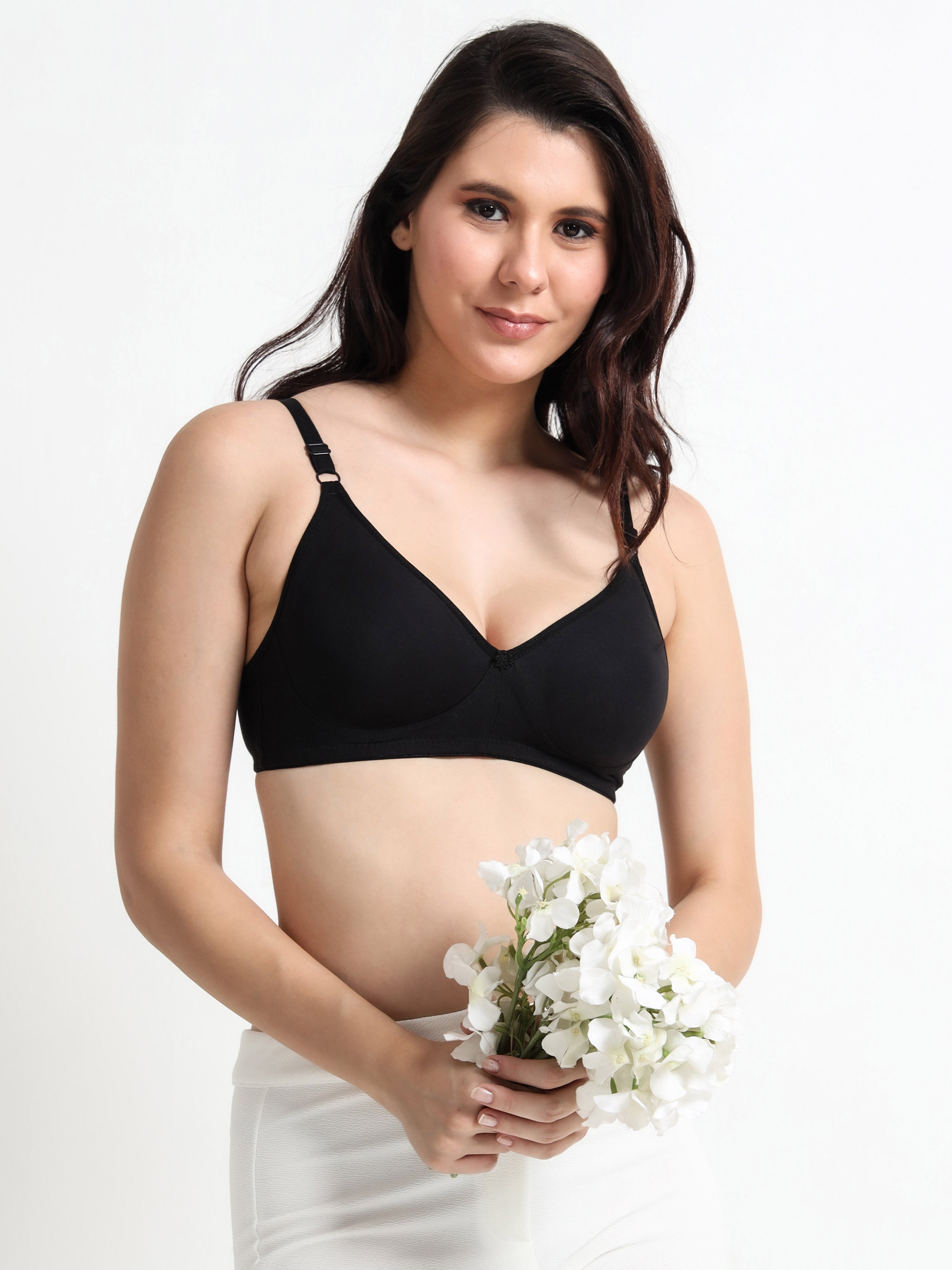 H&F Women's Non Padded and Non Wired Full Coverage Cotton-Rich Fabric in Everyday T-Shirt Bra
