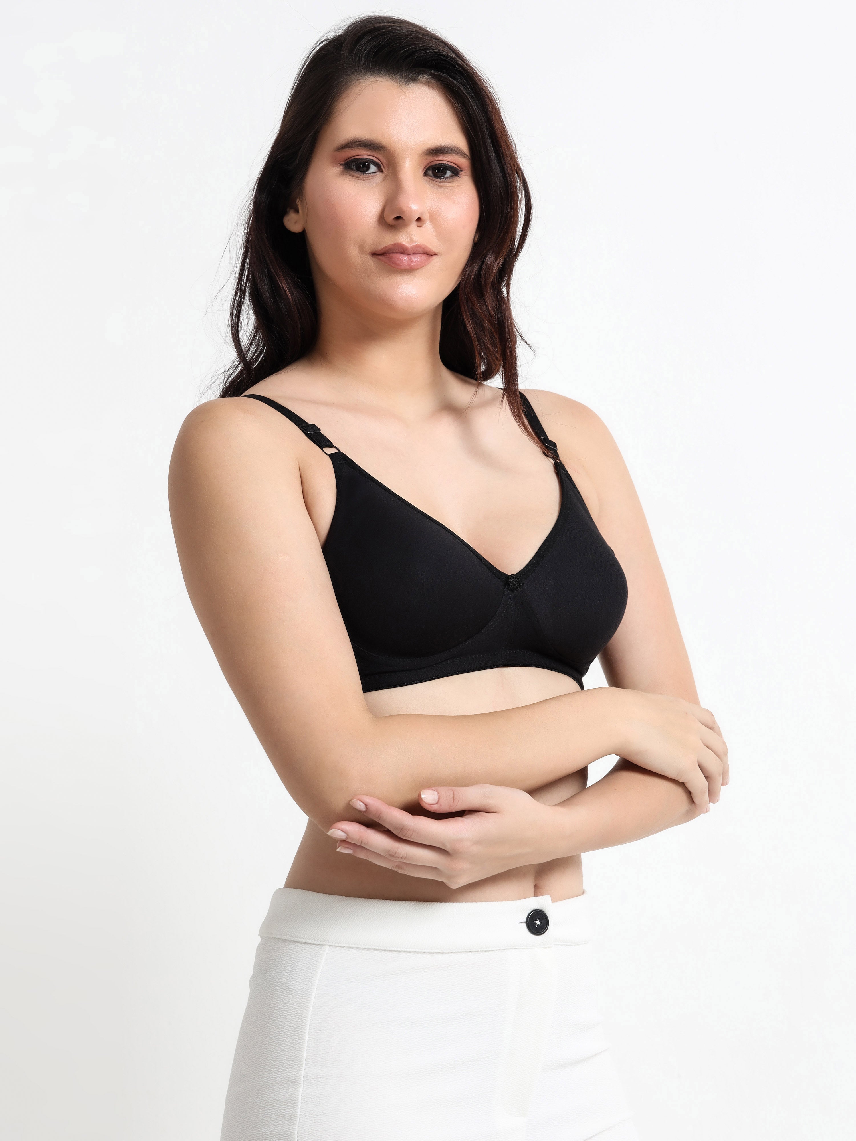 H&F Women's Non Padded and Non Wired Full Coverage Cotton-Rich Fabric in Everyday T-Shirt Bra