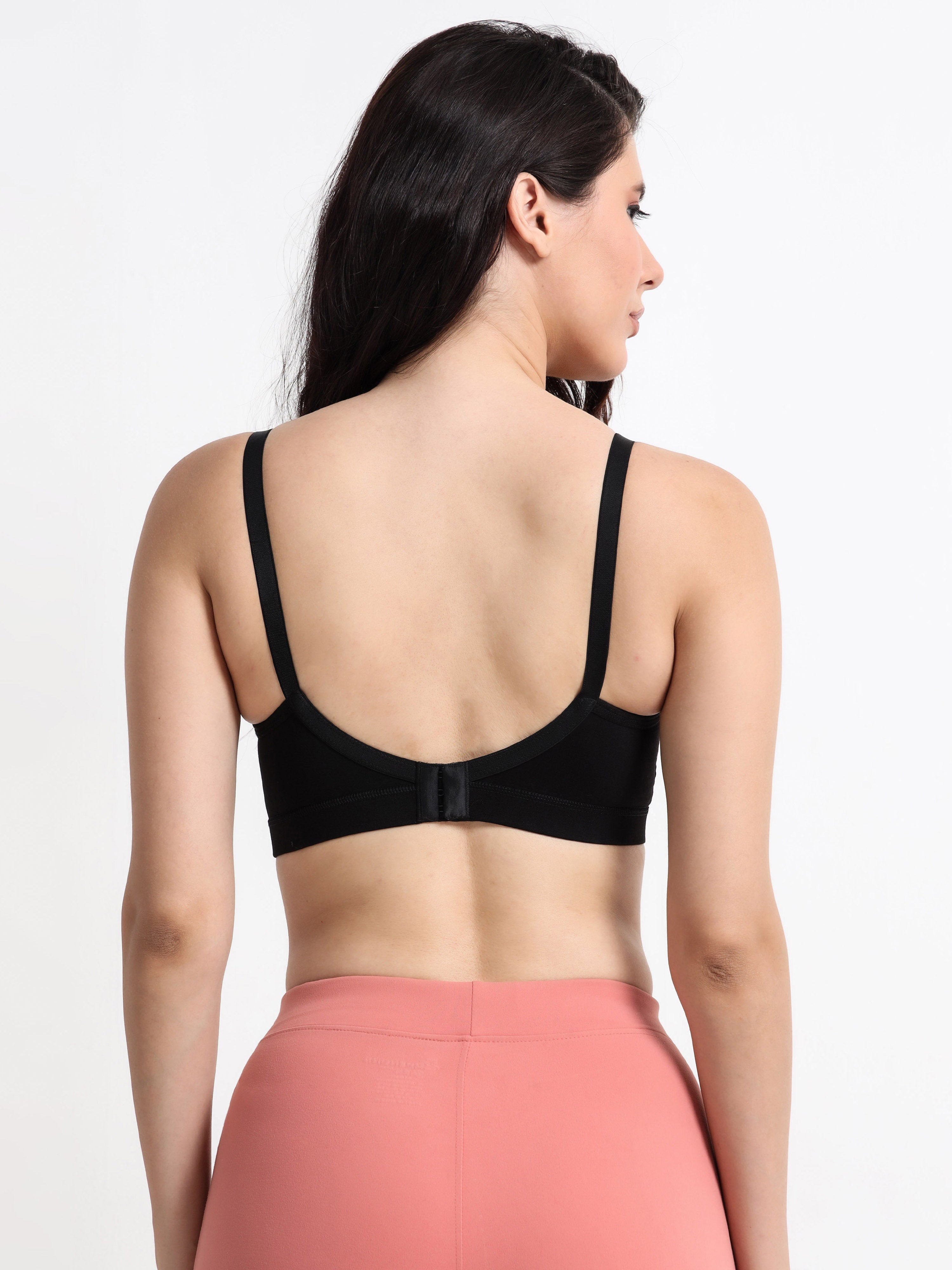 H&F Women's  Non Padded Wire-Free Adjustable Straps Full Coverage Cotton-Lycra Rich Fabric Everyday Minimizer T-Shirt Bra