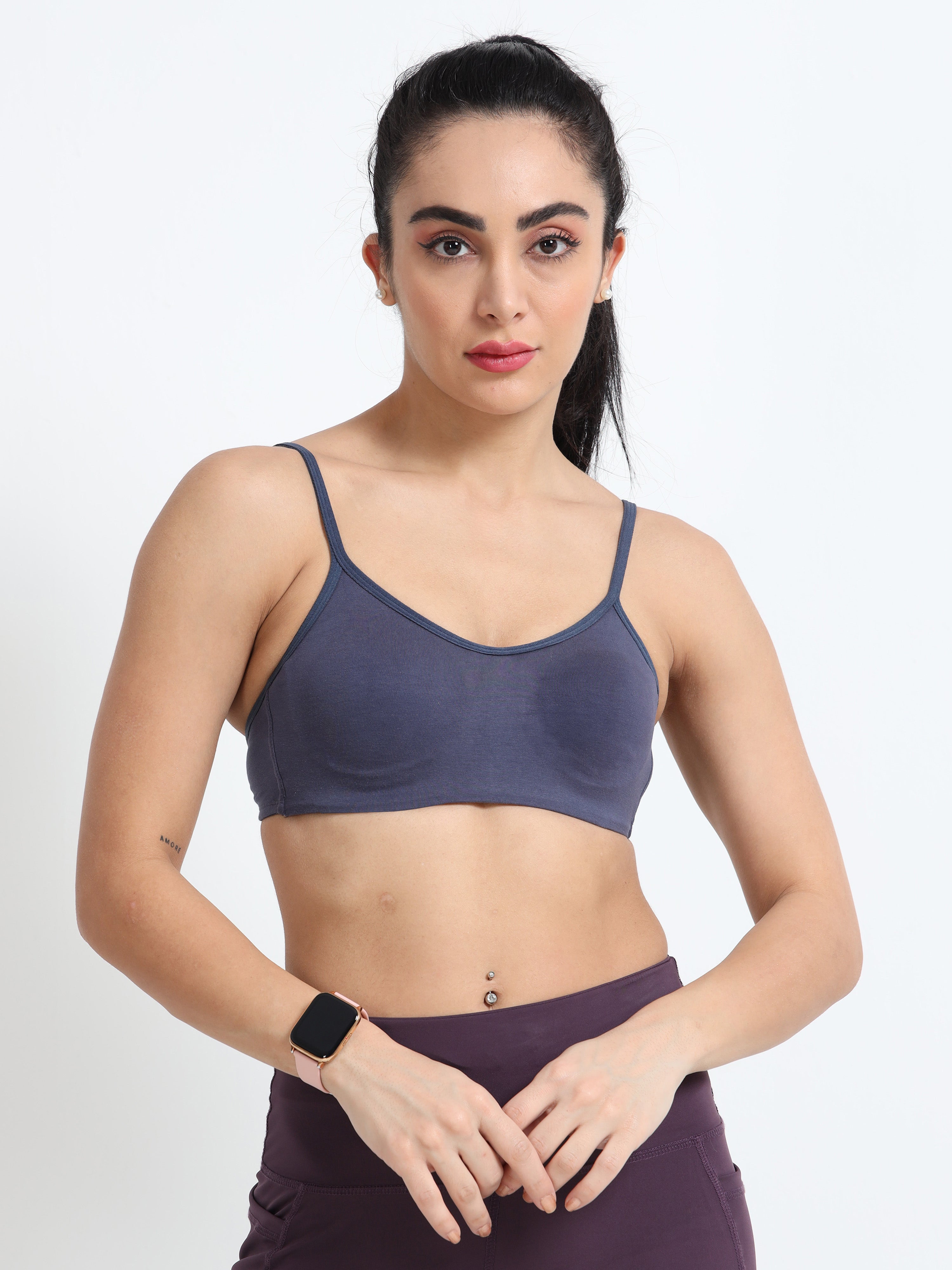 H&F Women's Everyday Non-Padded Wirefree  Super Combed Cotton Elastane Stretch Full Coverage With Adjustable Straps Beginners T-shirt Bra