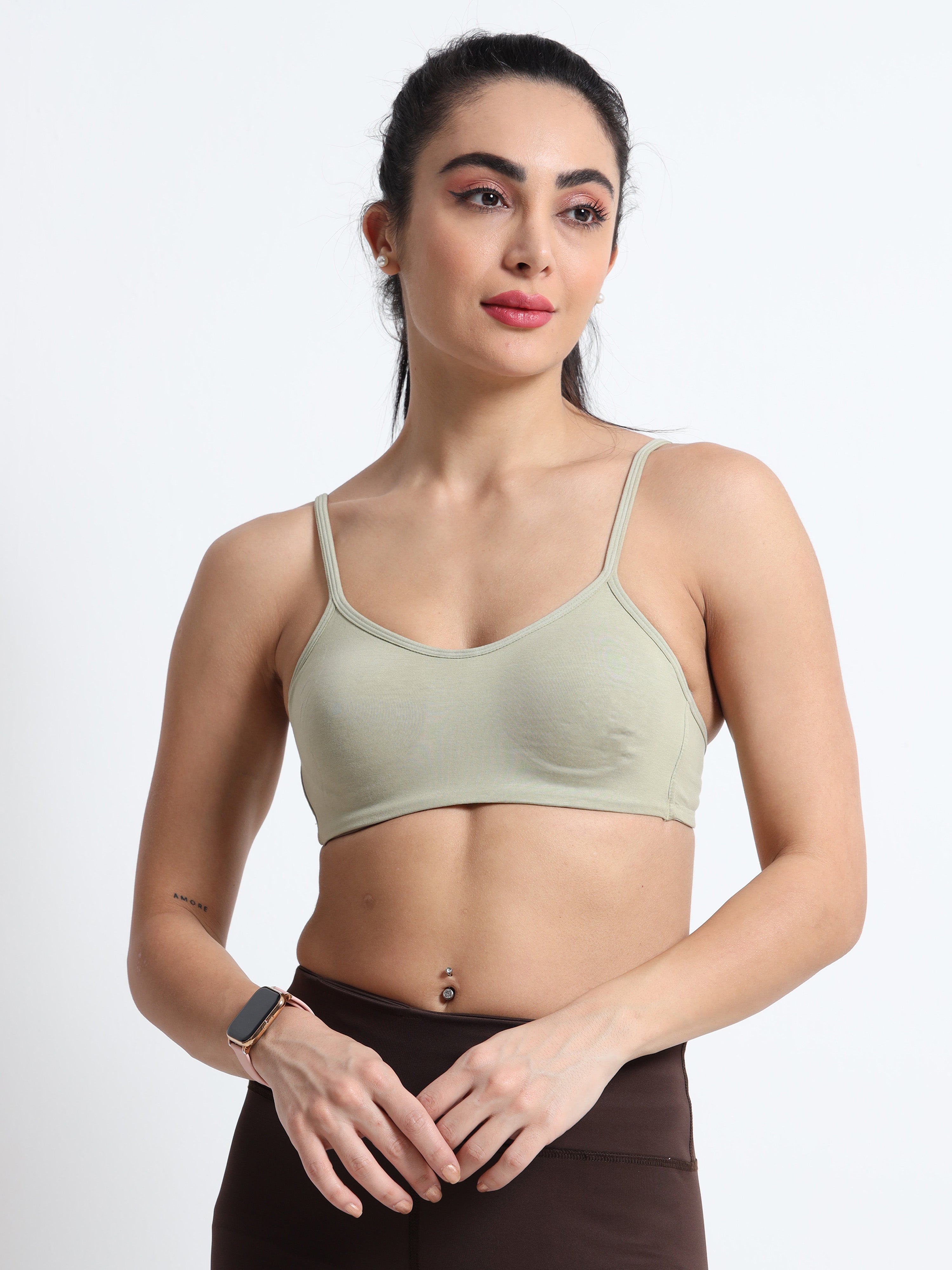 H&F Women's Everyday Non-Padded Wirefree  Super Combed Cotton Elastane Stretch Full Coverage With Adjustable Straps Beginners T-shirt Bra