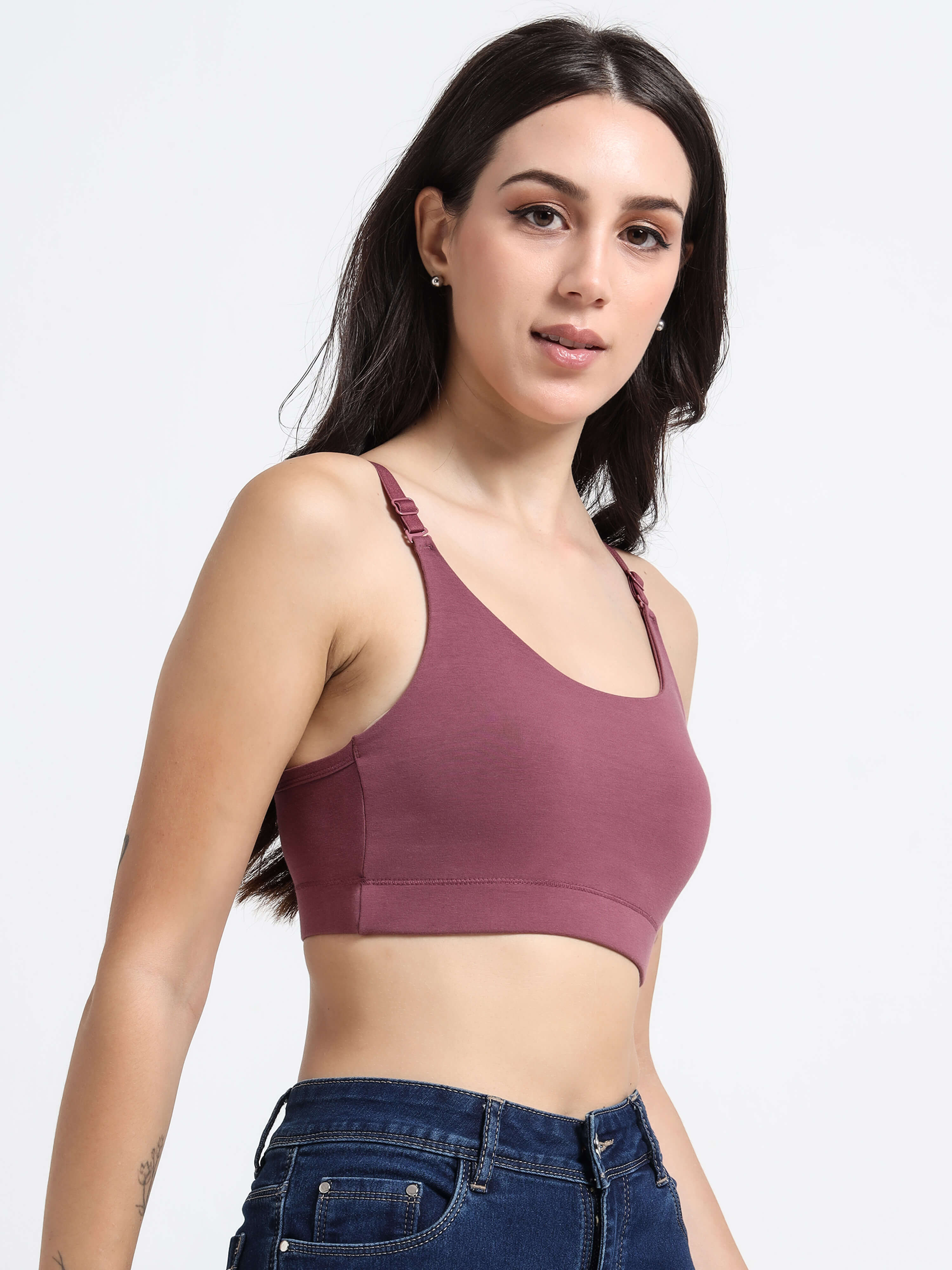 Machau Lingerie Women's Non Padded and Non Wired Full Coverage Back Close Cotton-Rich Fabric in Everyday Sports Bra