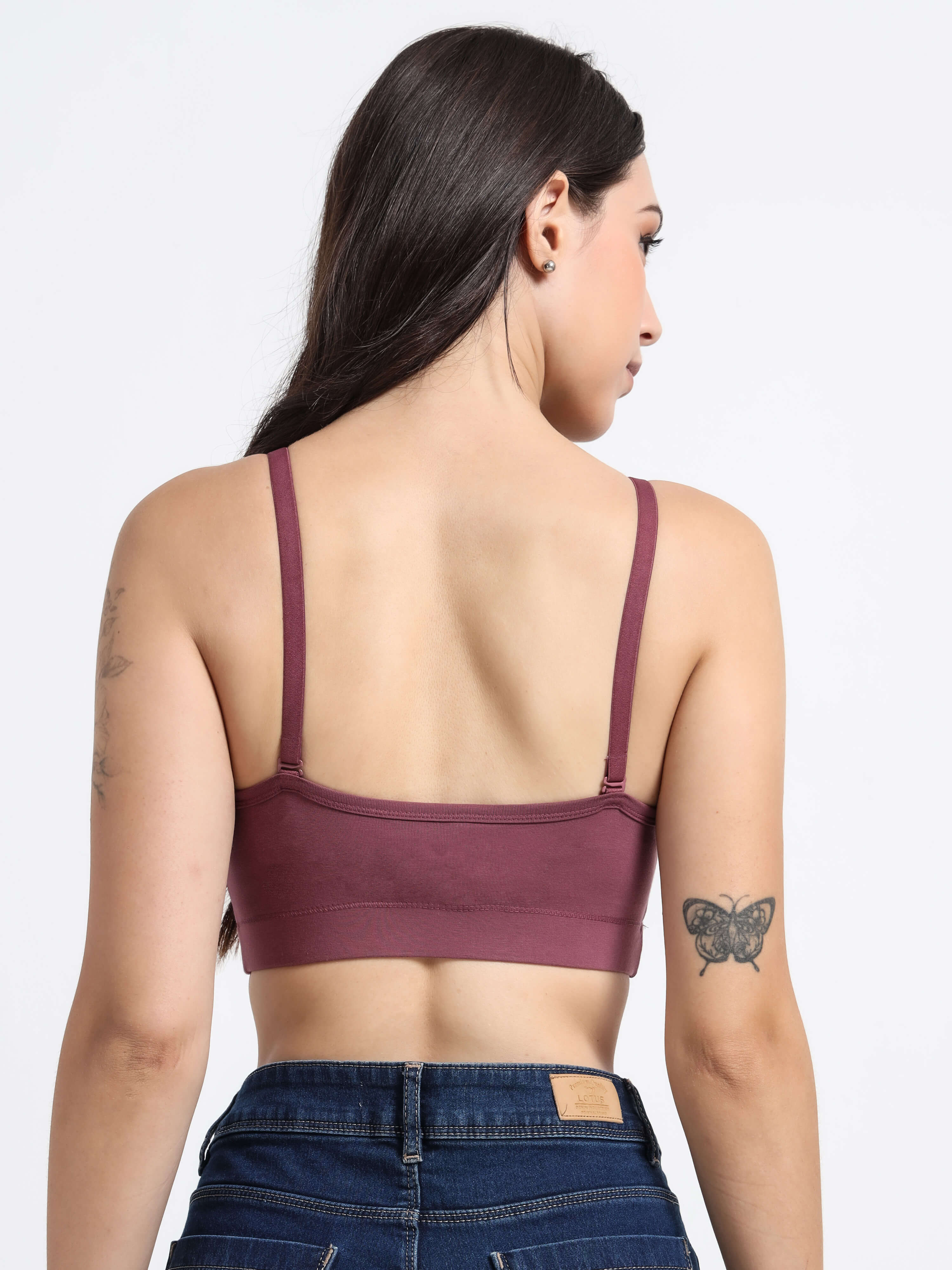 Machau Lingerie Women's Non Padded and Non Wired Full Coverage Back Close Cotton-Rich Fabric in Everyday Sports Bra