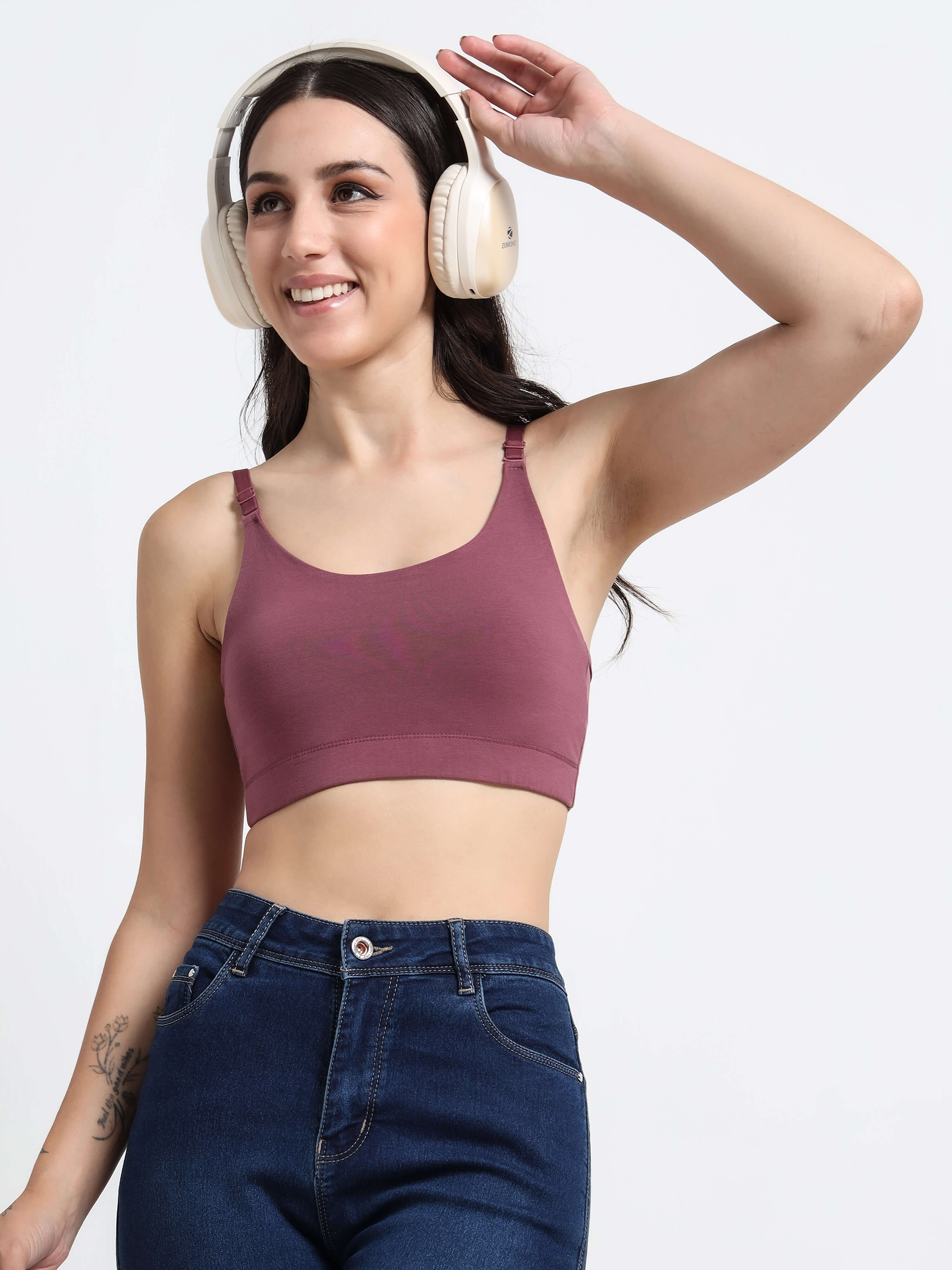 Machau Lingerie Women's Non Padded and Non Wired Full Coverage Back Close Cotton-Rich Fabric in Everyday Sports Bra