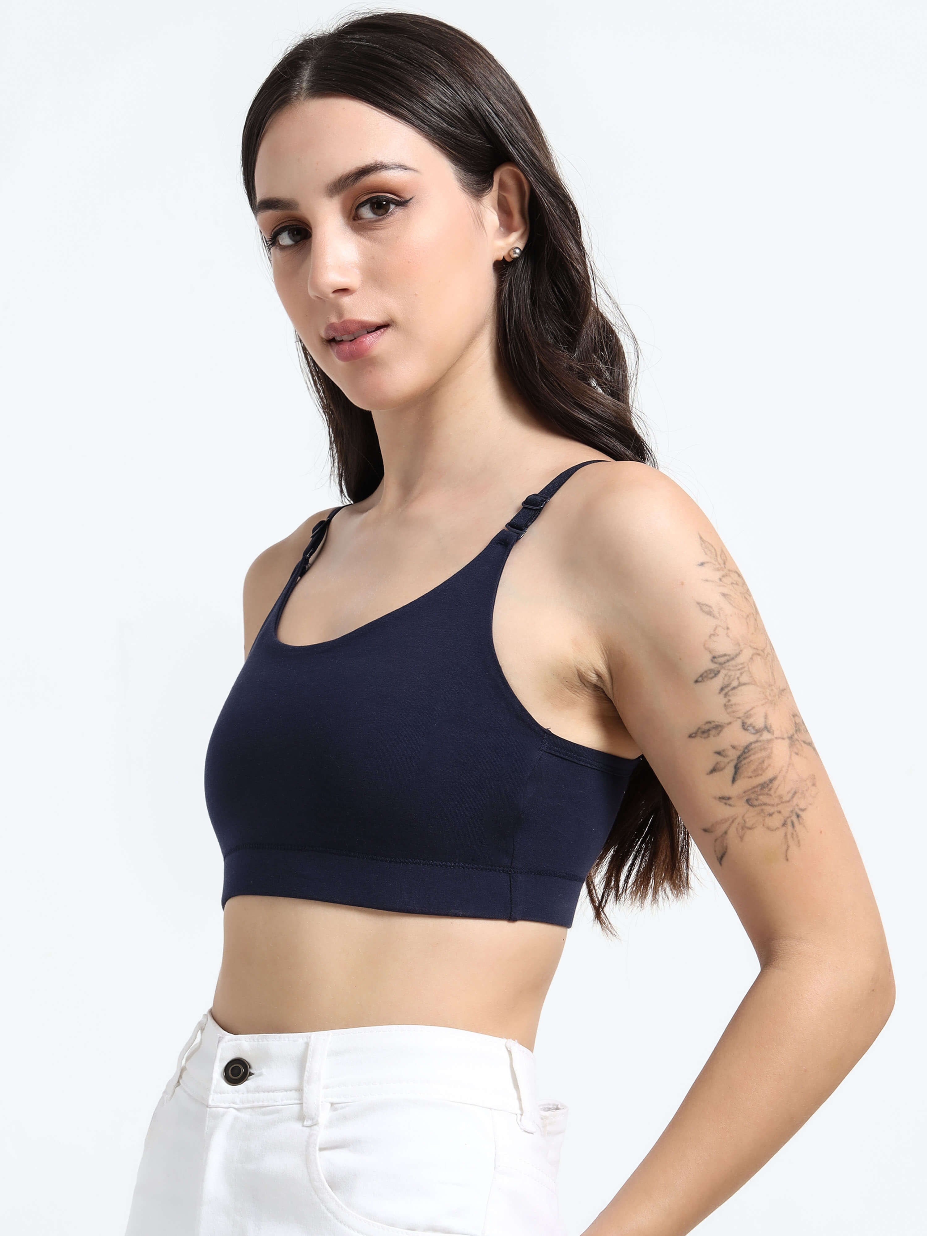 Machau Lingerie Women's Non Padded and Non Wired Full Coverage Back Close Cotton-Rich Fabric in Everyday Sports Bra