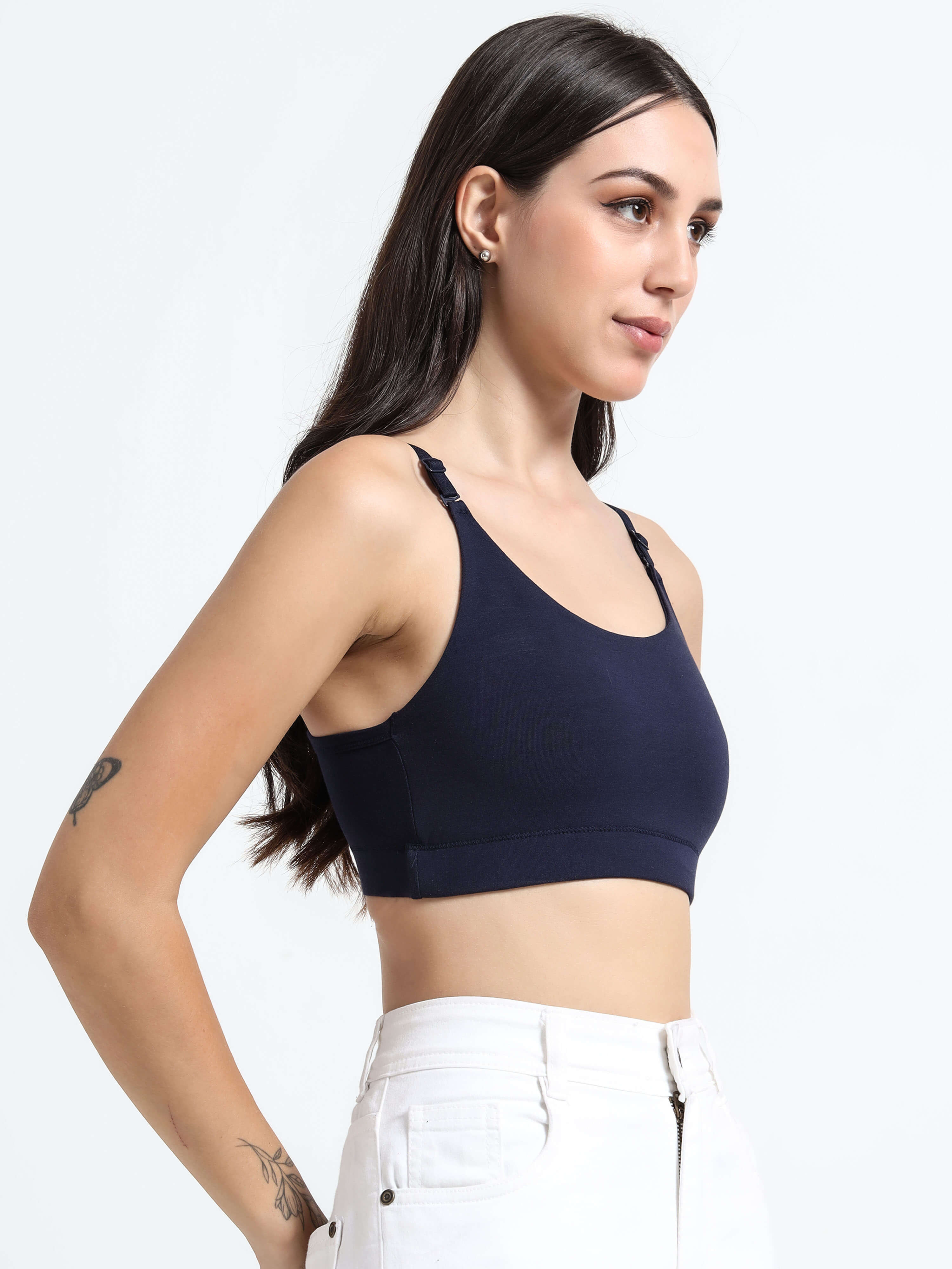 Machau Lingerie Women's Non Padded and Non Wired Full Coverage Back Close Cotton-Rich Fabric in Everyday Sports Bra