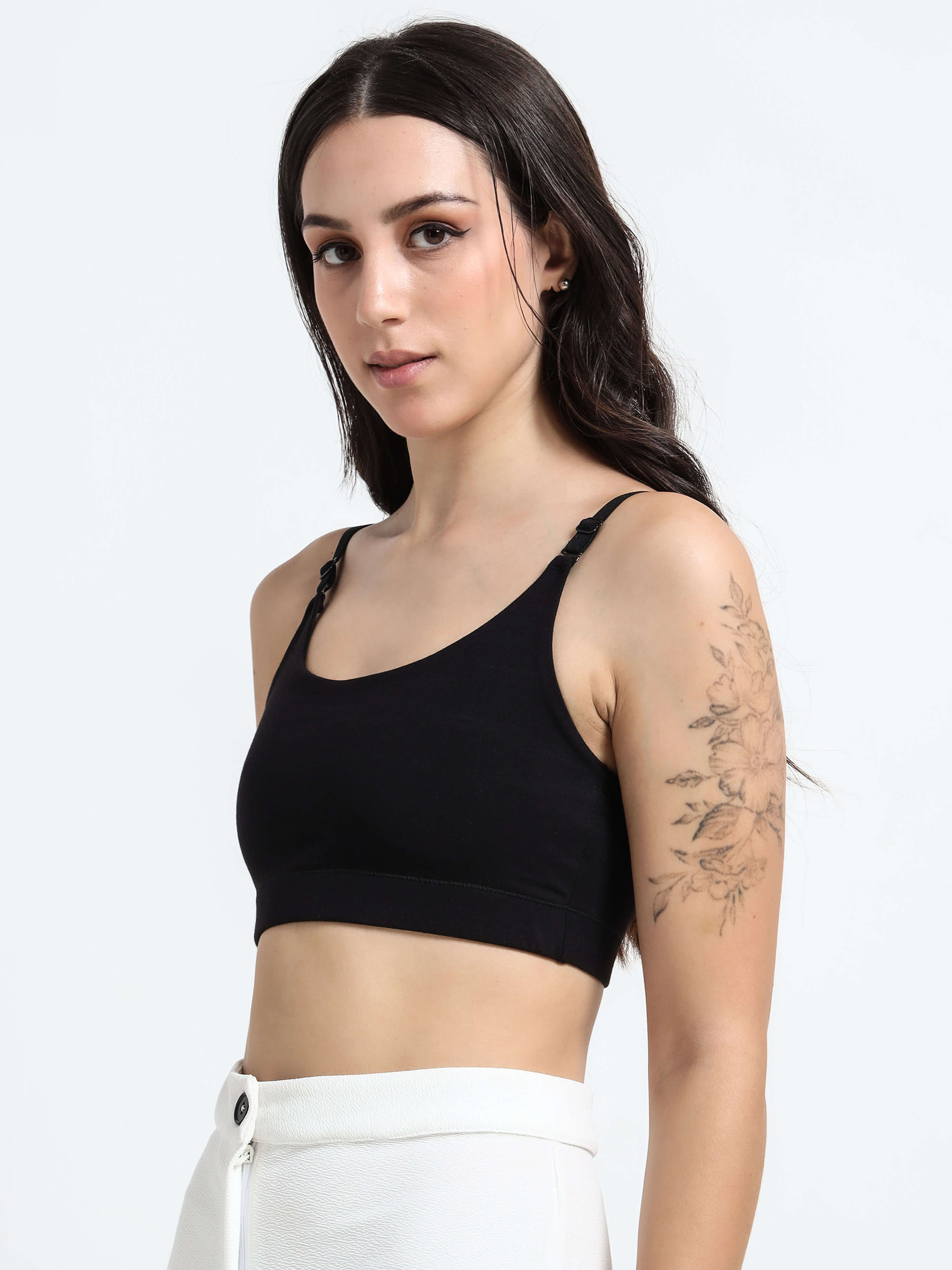 Machau Lingerie Women's Non Padded and Non Wired Full Coverage Back Close Cotton-Rich Fabric in Everyday Sports Bra