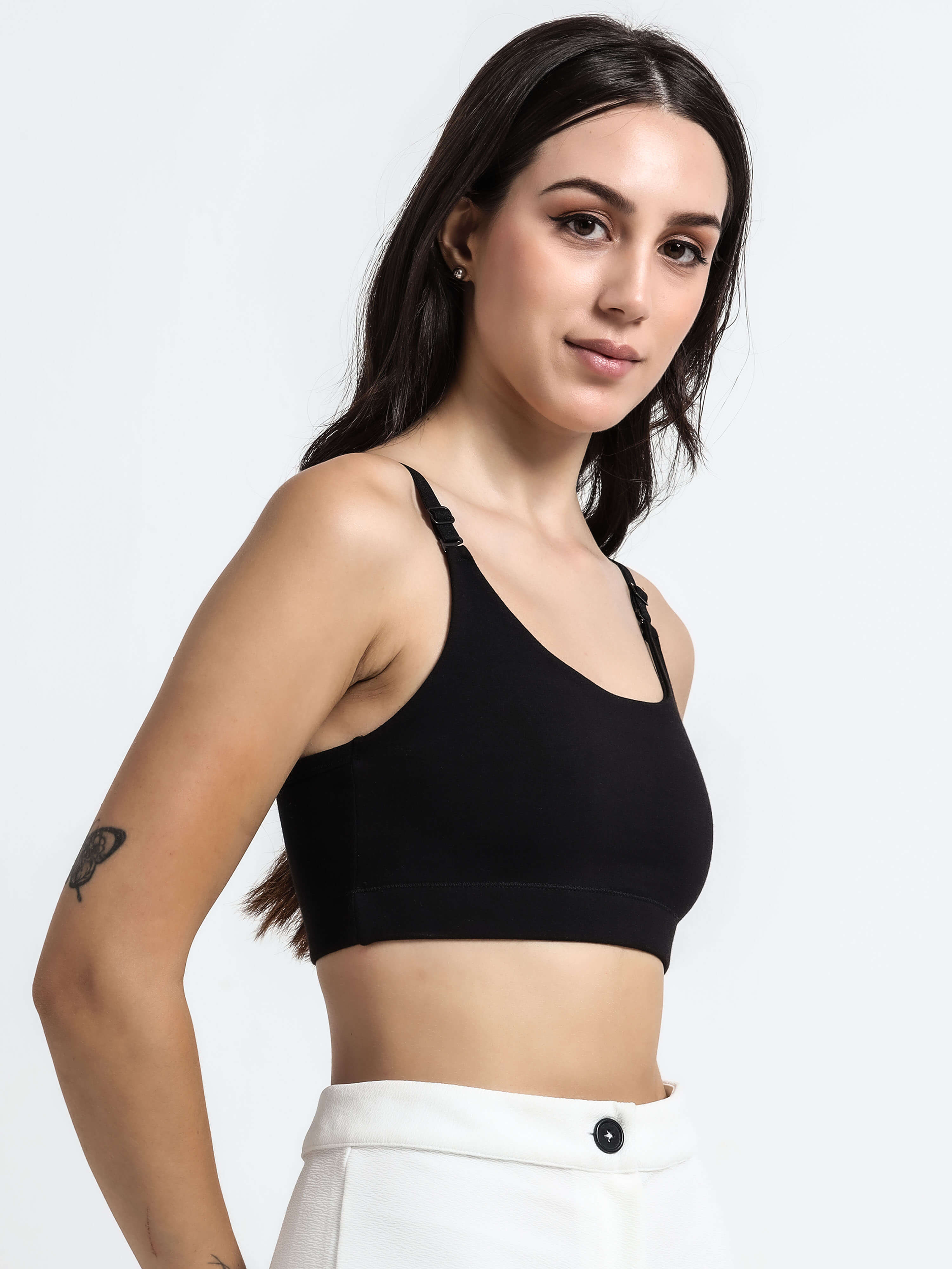 Machau Lingerie Women's Non Padded and Non Wired Full Coverage Back Close Cotton-Rich Fabric in Everyday Sports Bra
