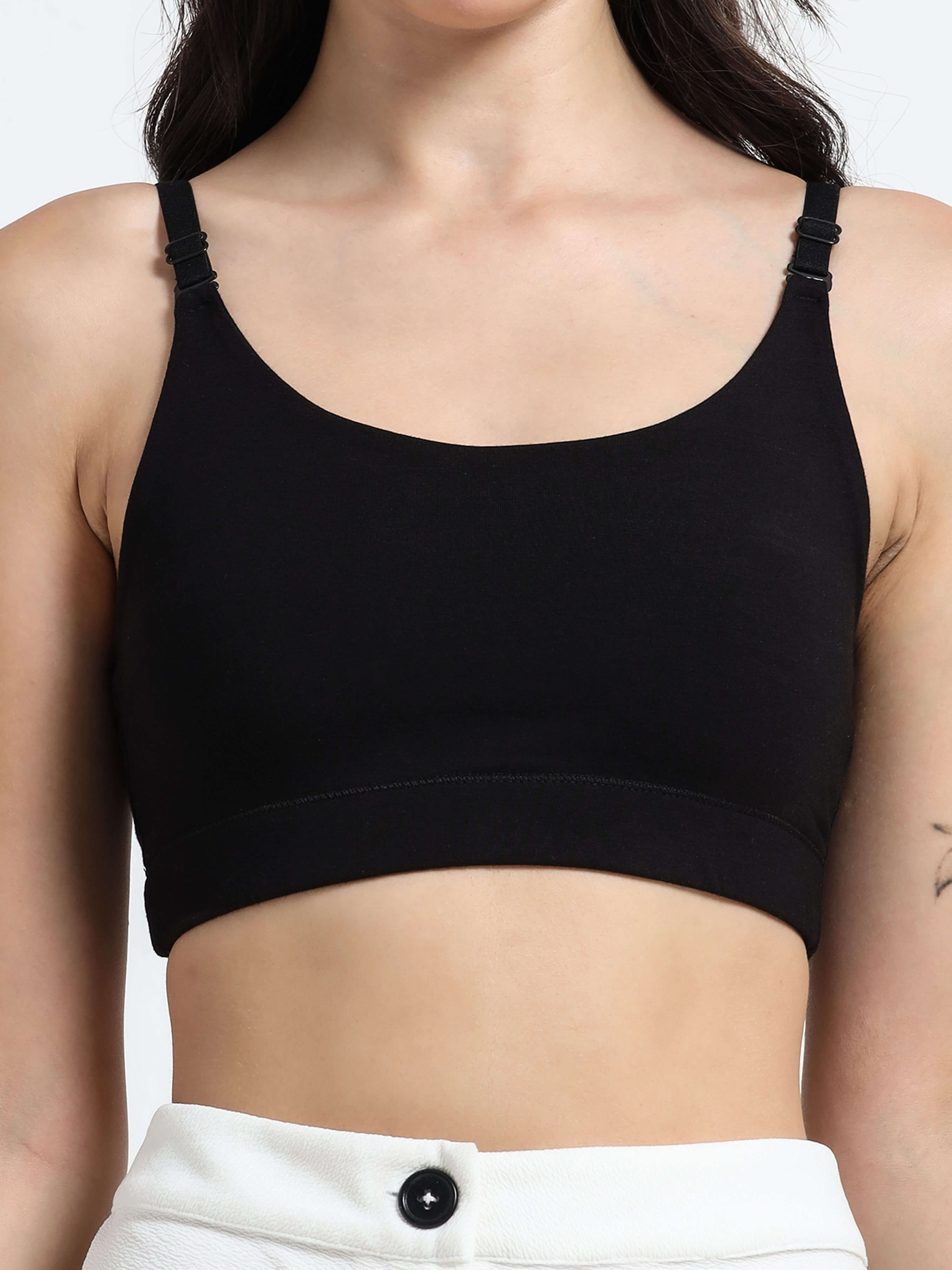 Machau Lingerie Women's Non Padded and Non Wired Full Coverage Back Close Cotton-Rich Fabric in Everyday Sports Bra