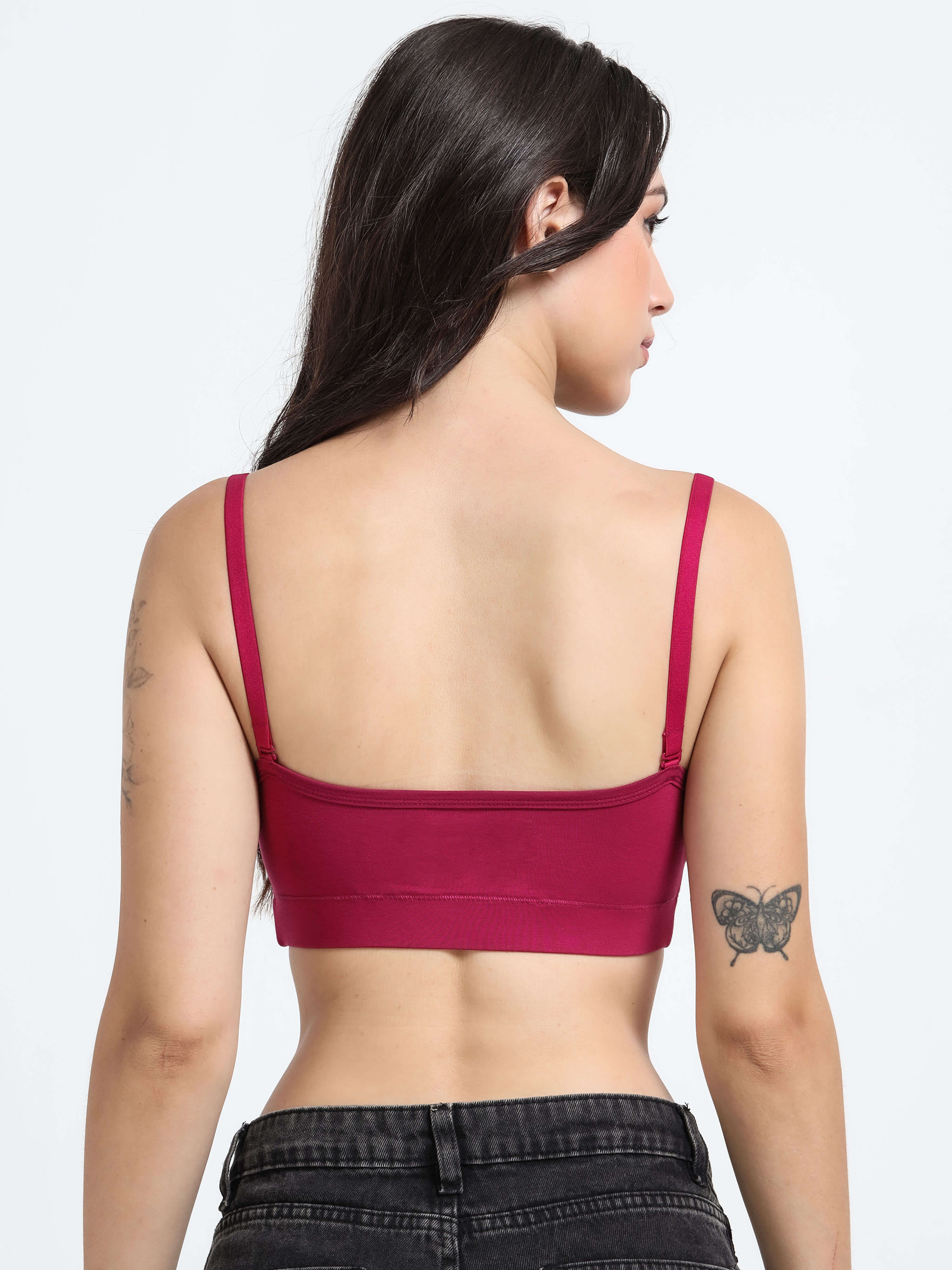 Machau Lingerie Women's Non Padded and Non Wired Full Coverage Back Close Cotton-Rich Fabric in Everyday Sports Bra