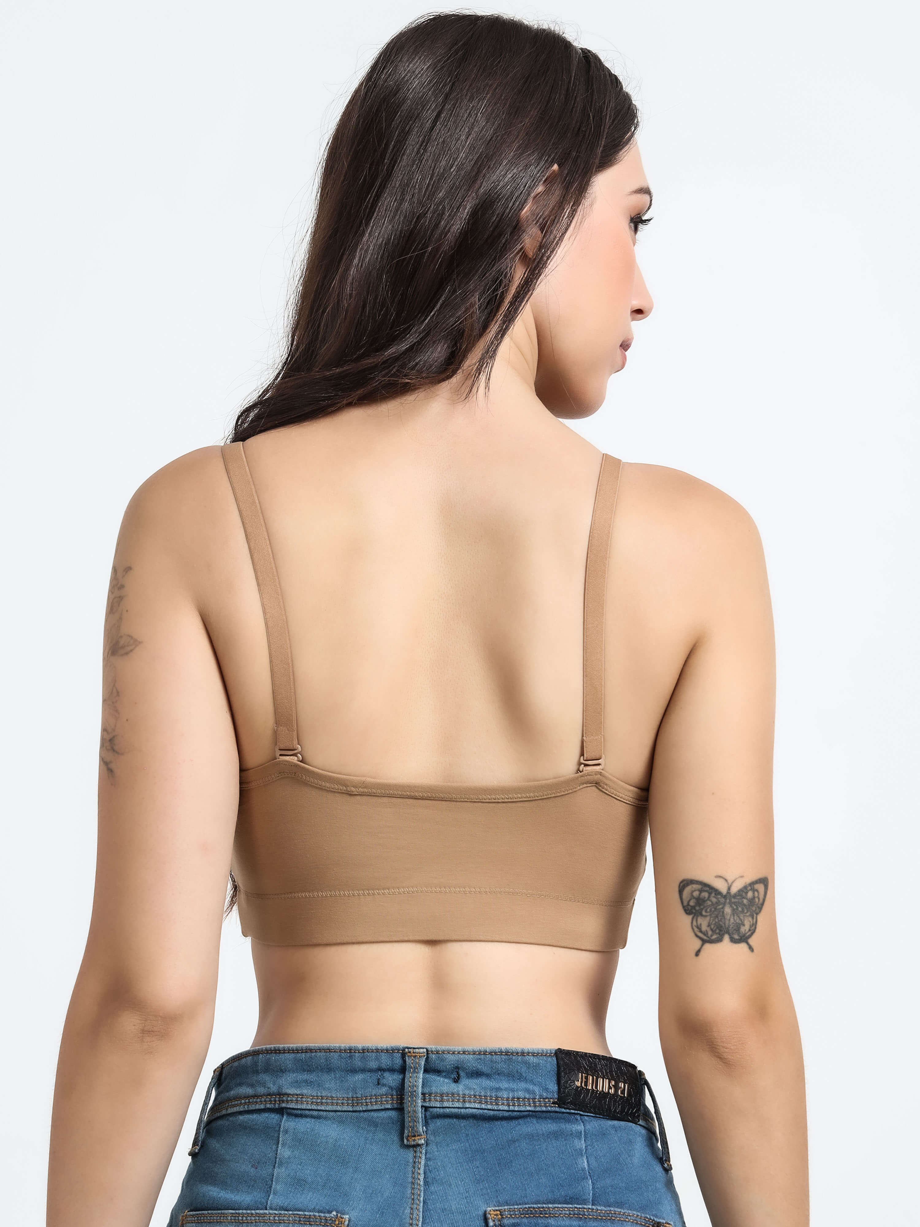 Machau Lingerie Women's Non Padded and Non Wired Full Coverage Back Close Cotton-Rich Fabric in Everyday Sports Bra