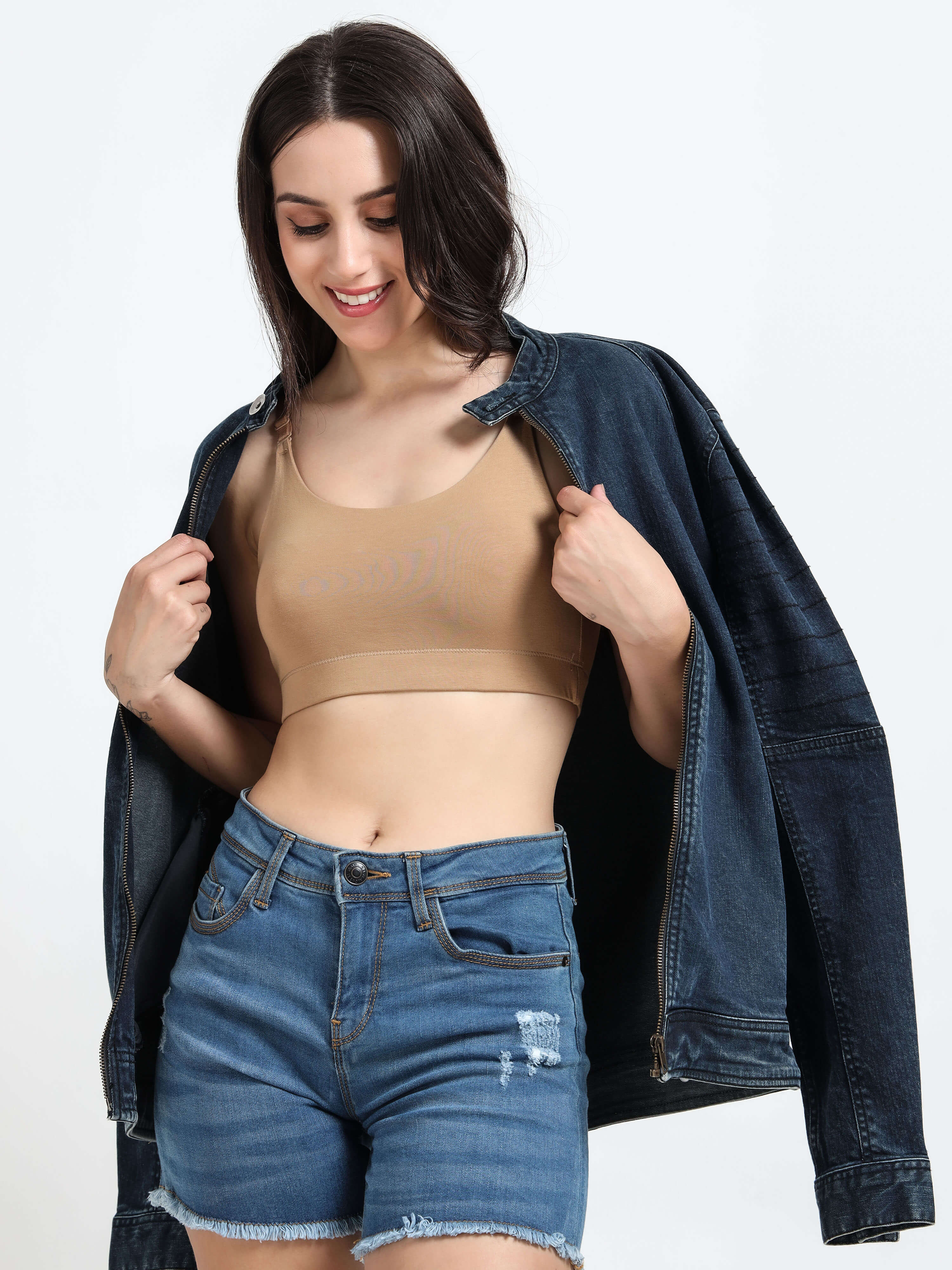 Machau Lingerie Women's Non Padded and Non Wired Full Coverage Back Close Cotton-Rich Fabric in Everyday Sports Bra