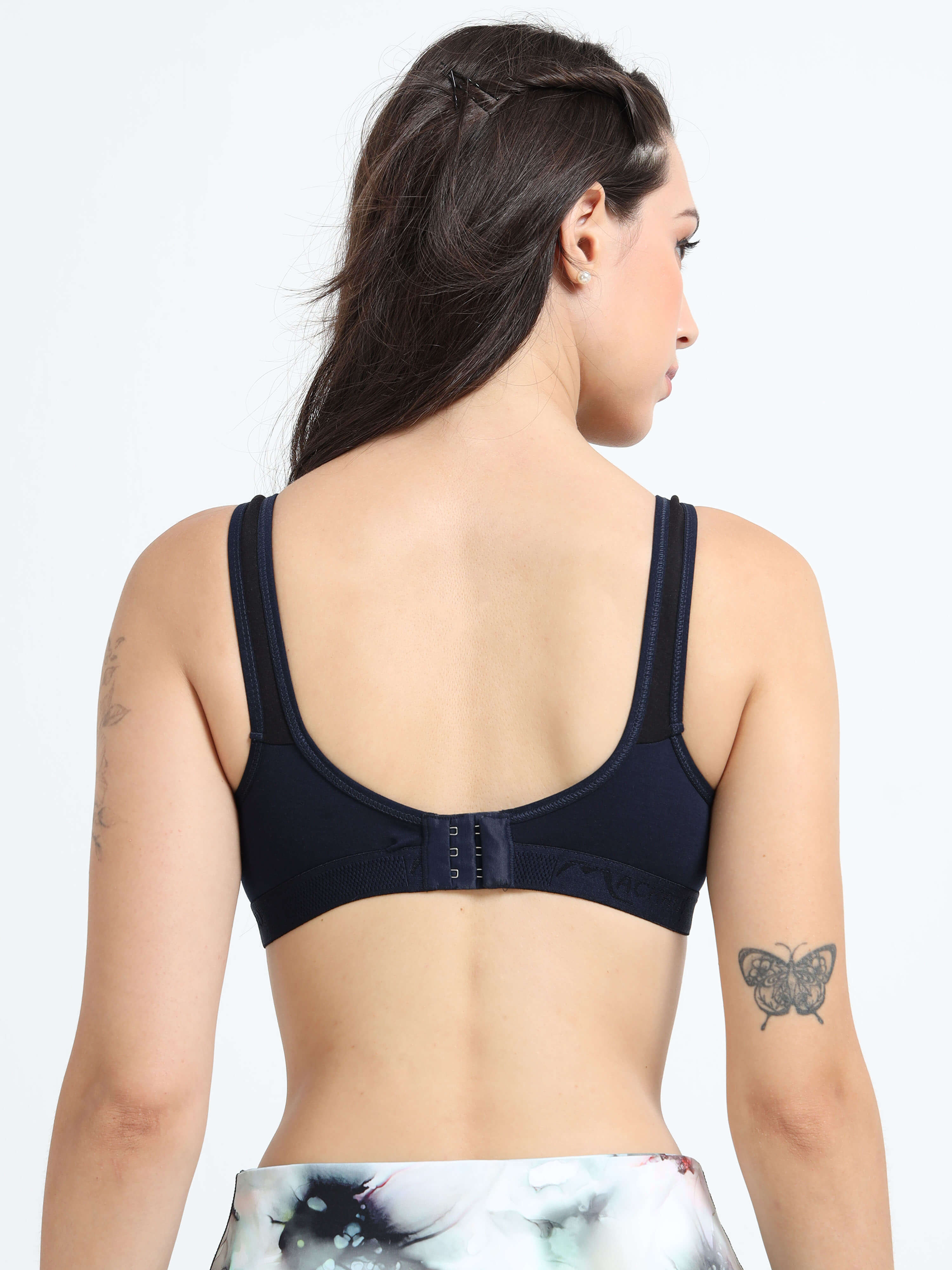 Machau Lingerie Women's Non Padded and Non Wired Full Coverage Back Close Cotton-Rich Fabric in Everyday Sports Bra