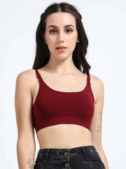Machau Lingerie Women's Non Padded and Non Wired Full Coverage Back Close Cotton-Rich Fabric in Everyday Sports Bra