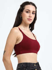 Machau Lingerie Women's Non Padded and Non Wired Full Coverage Back Close Cotton-Rich Fabric in Everyday Sports Bra