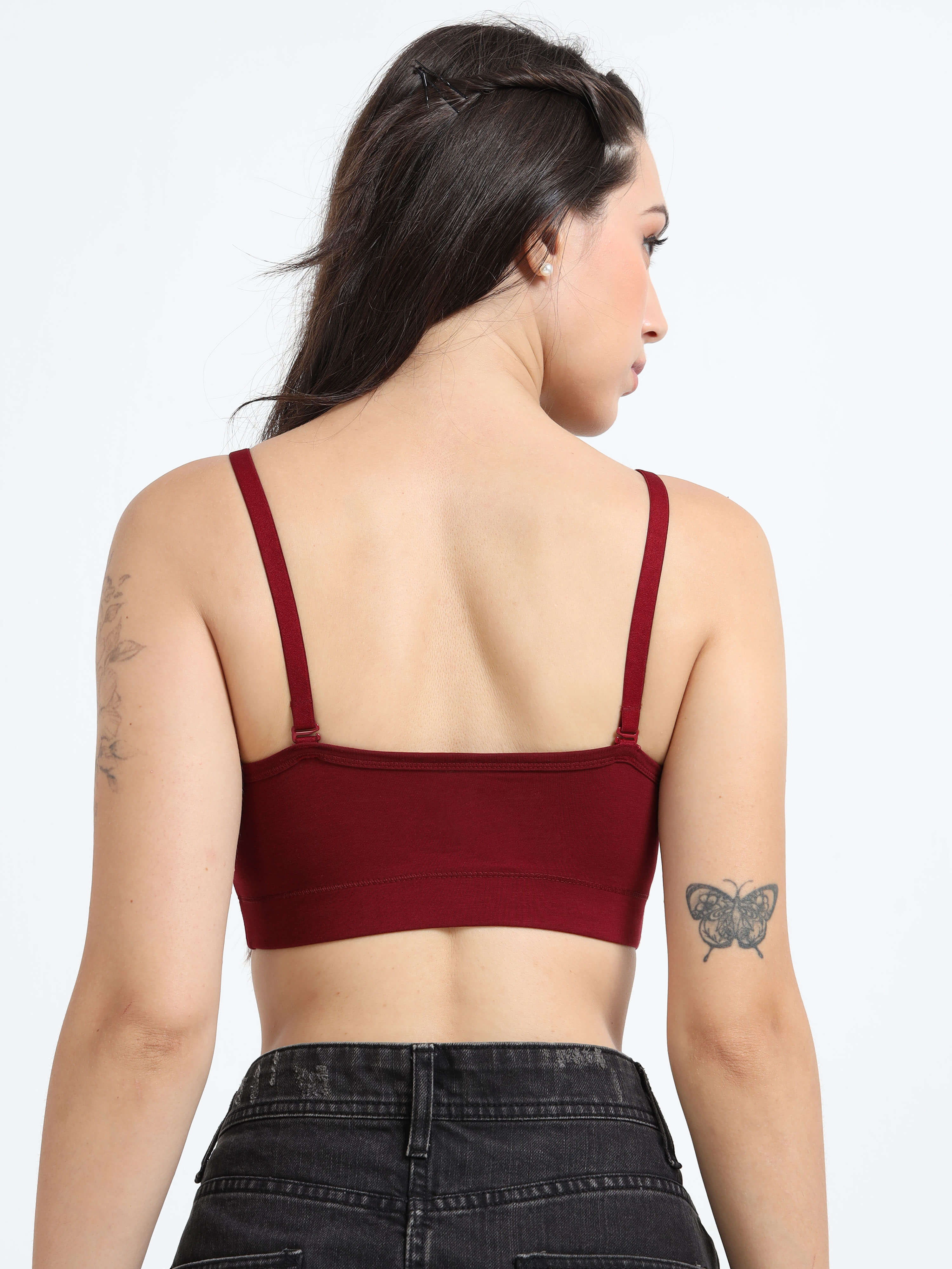 Machau Lingerie Women's Non Padded and Non Wired Full Coverage Back Close Cotton-Rich Fabric in Everyday Sports Bra