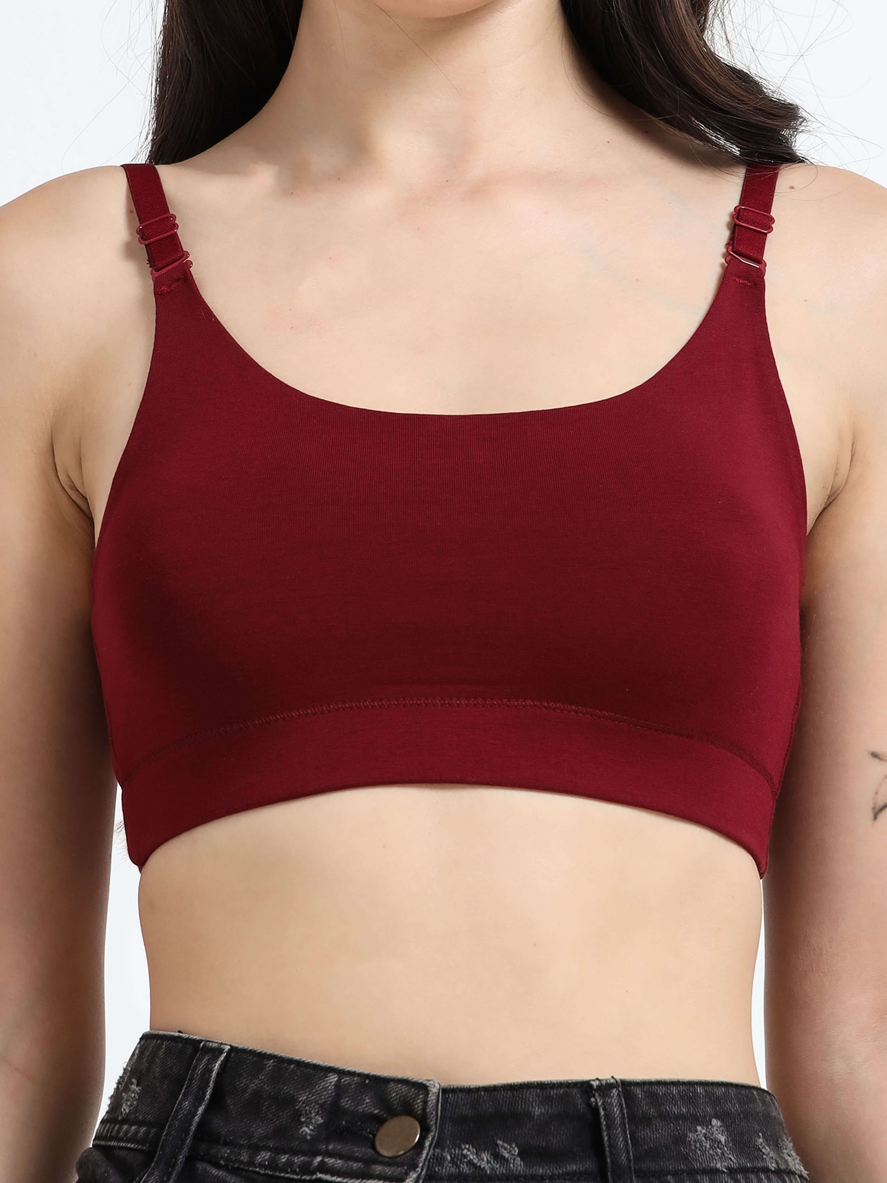 Machau Lingerie Women's Non Padded and Non Wired Full Coverage Back Close Cotton-Rich Fabric in Everyday Sports Bra