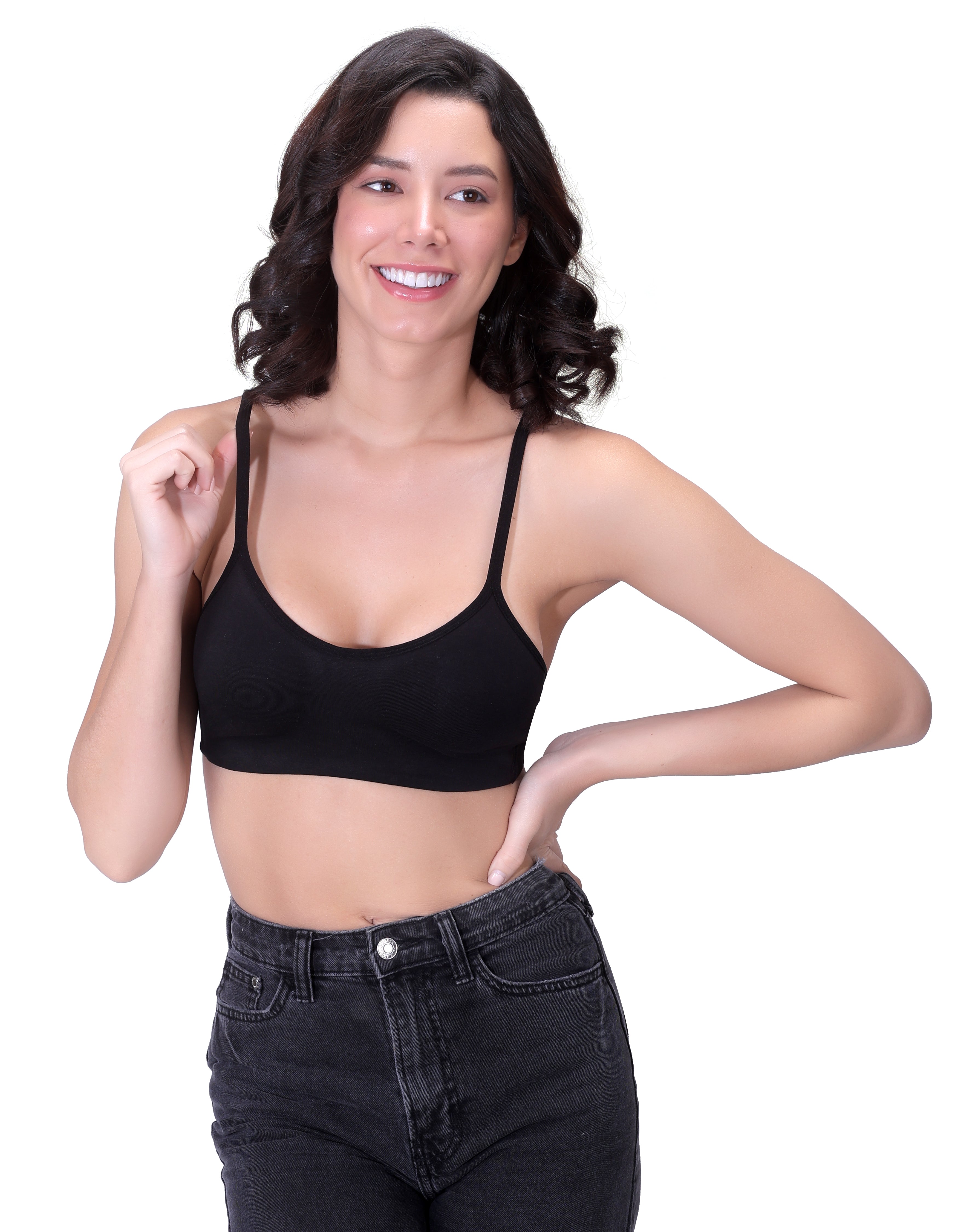 H&F Women's Everyday Non-Padded Wirefree  Super Combed Cotton Elastane Stretch Full Coverage With Adjustable Straps Beginners T-shirt Bra