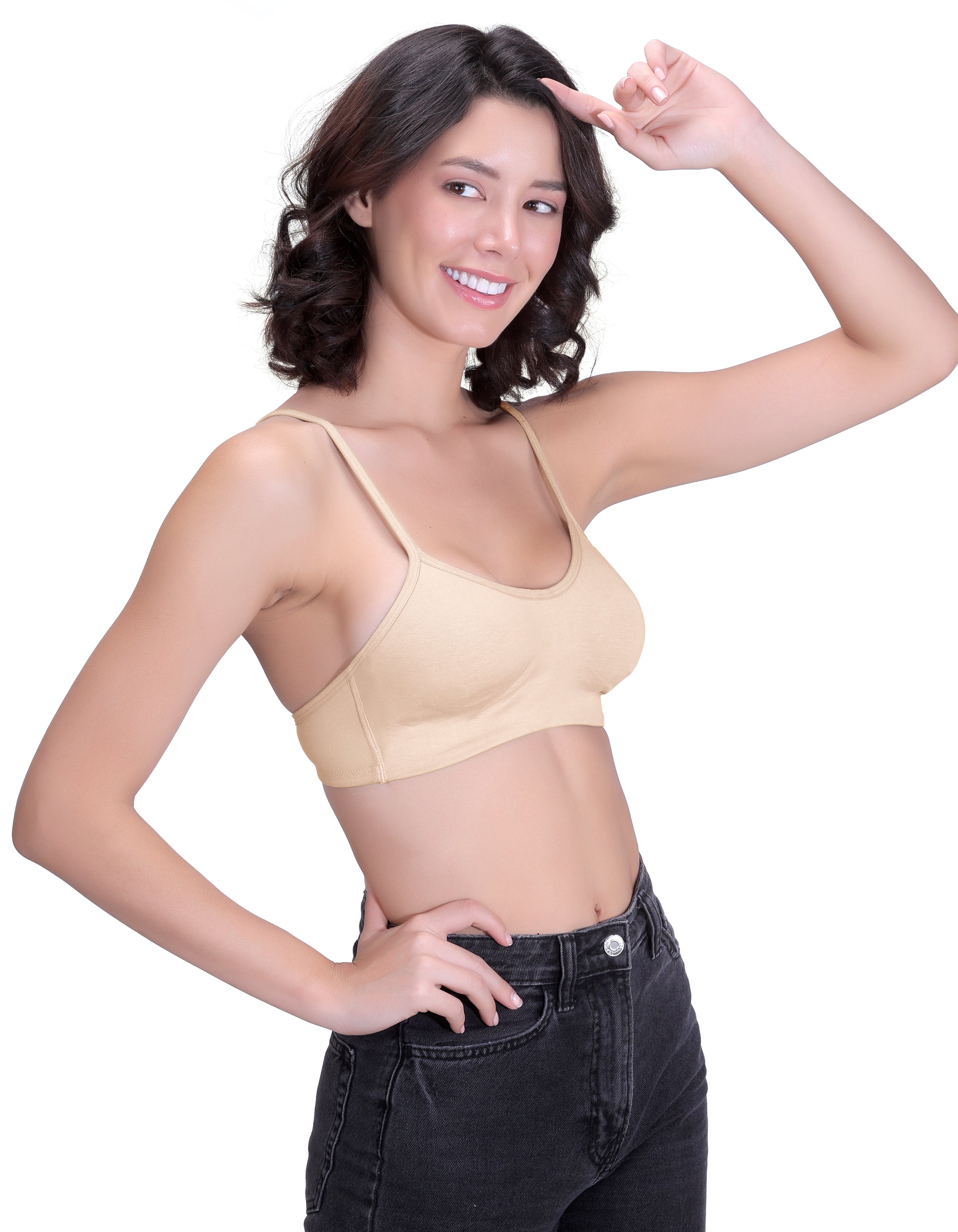 H&F Women's Everyday Non-Padded Wirefree  Super Combed Cotton Elastane Stretch Full Coverage With Adjustable Straps Beginners T-shirt Bra