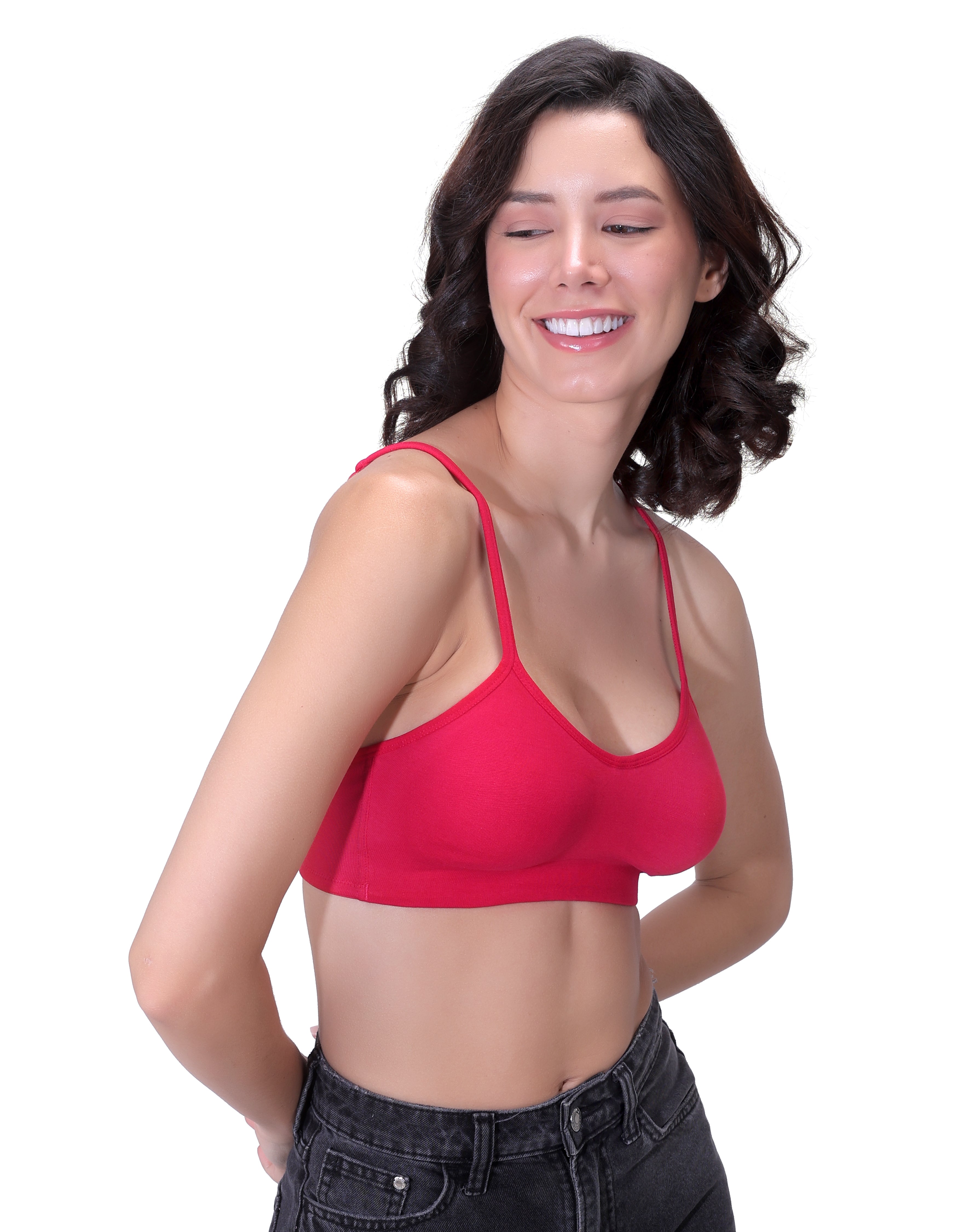 H&F Women's Everyday Non-Padded Wirefree  Super Combed Cotton Elastane Stretch Full Coverage With Adjustable Straps Beginners T-shirt Bra