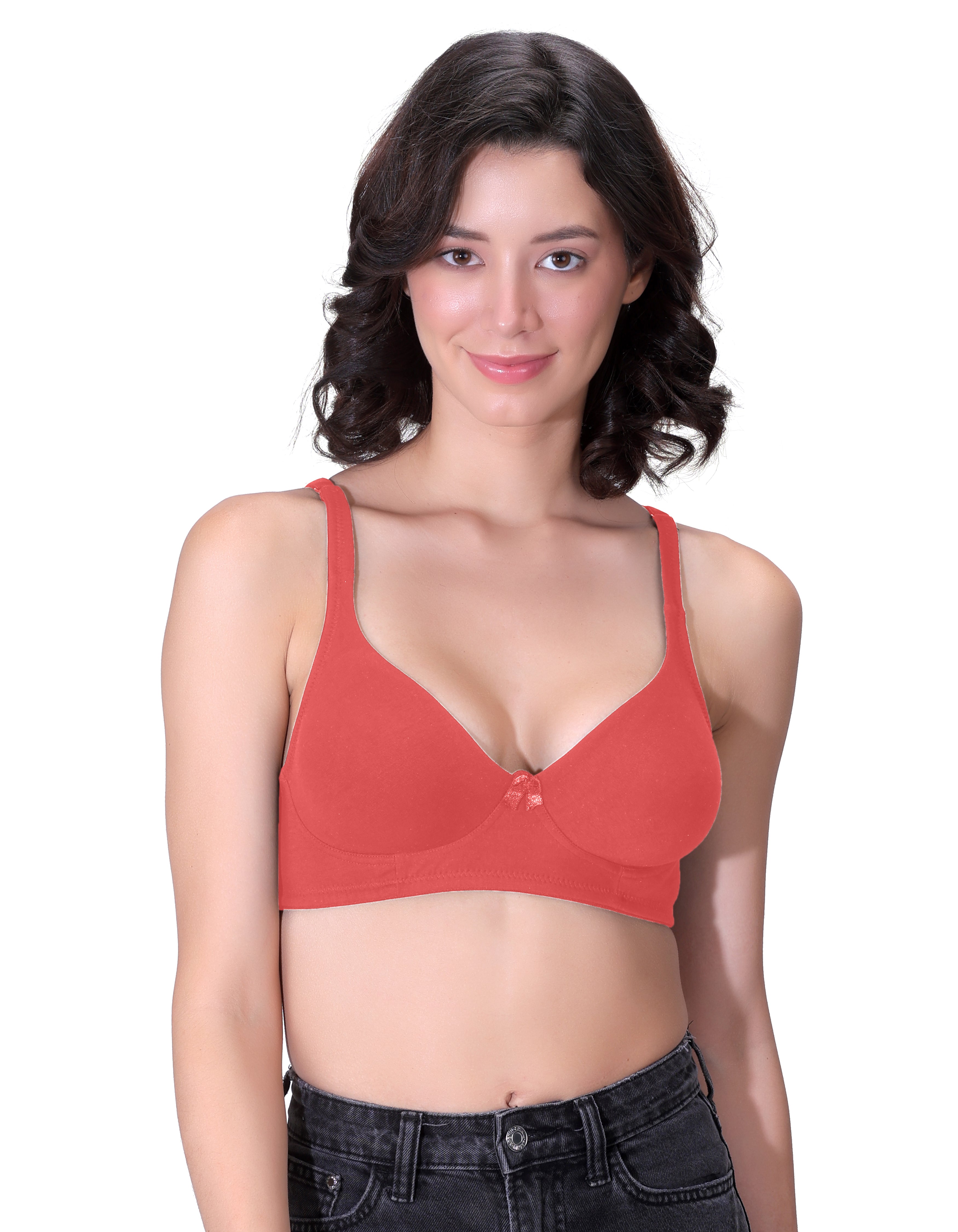 H&F Women's Non-Padded Non-Wired Seamless Medium Coverage Moulded T-shirt Bra