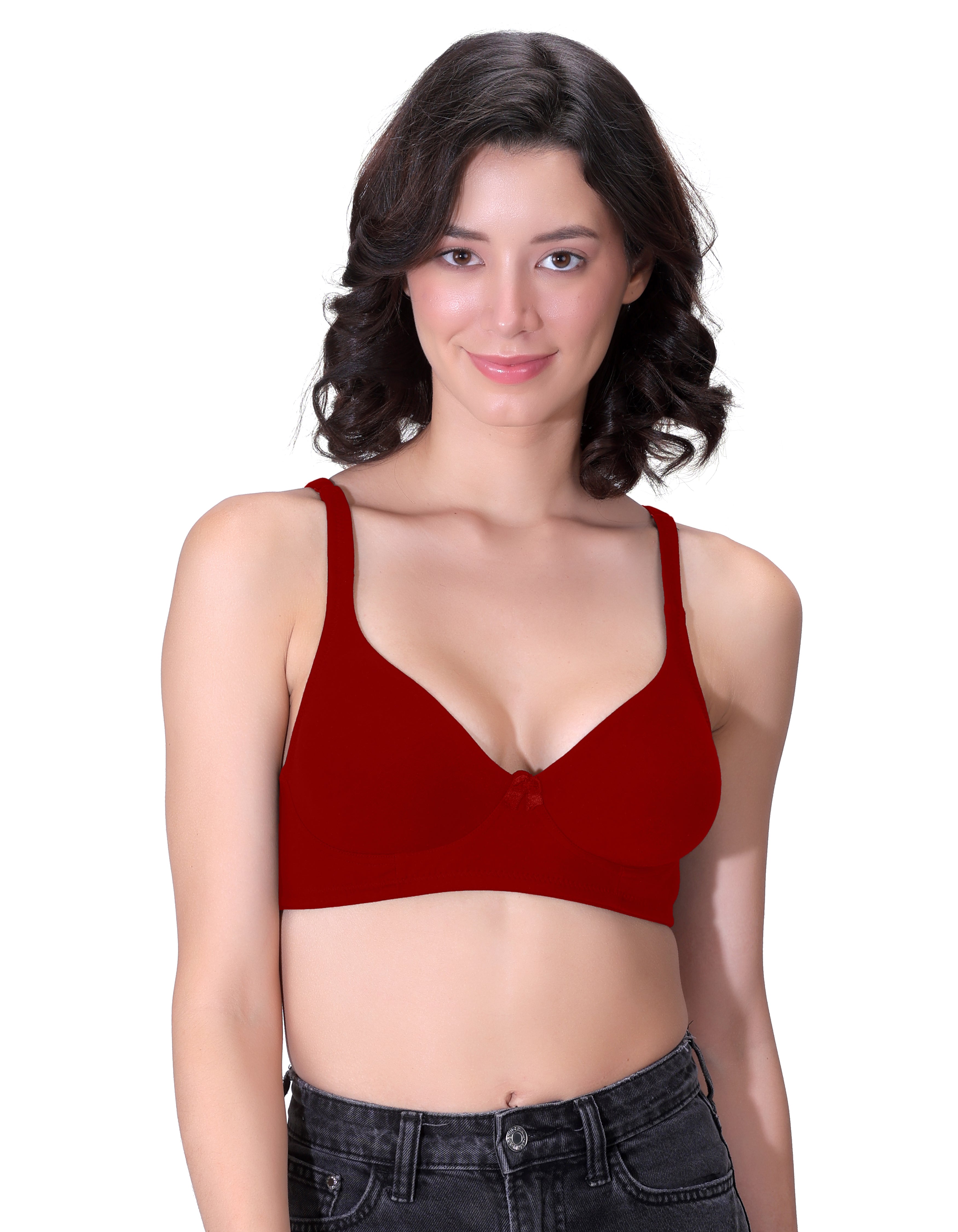 H&F Women's Non-Padded Non-Wired Seamless Medium Coverage Moulded T-shirt Bra