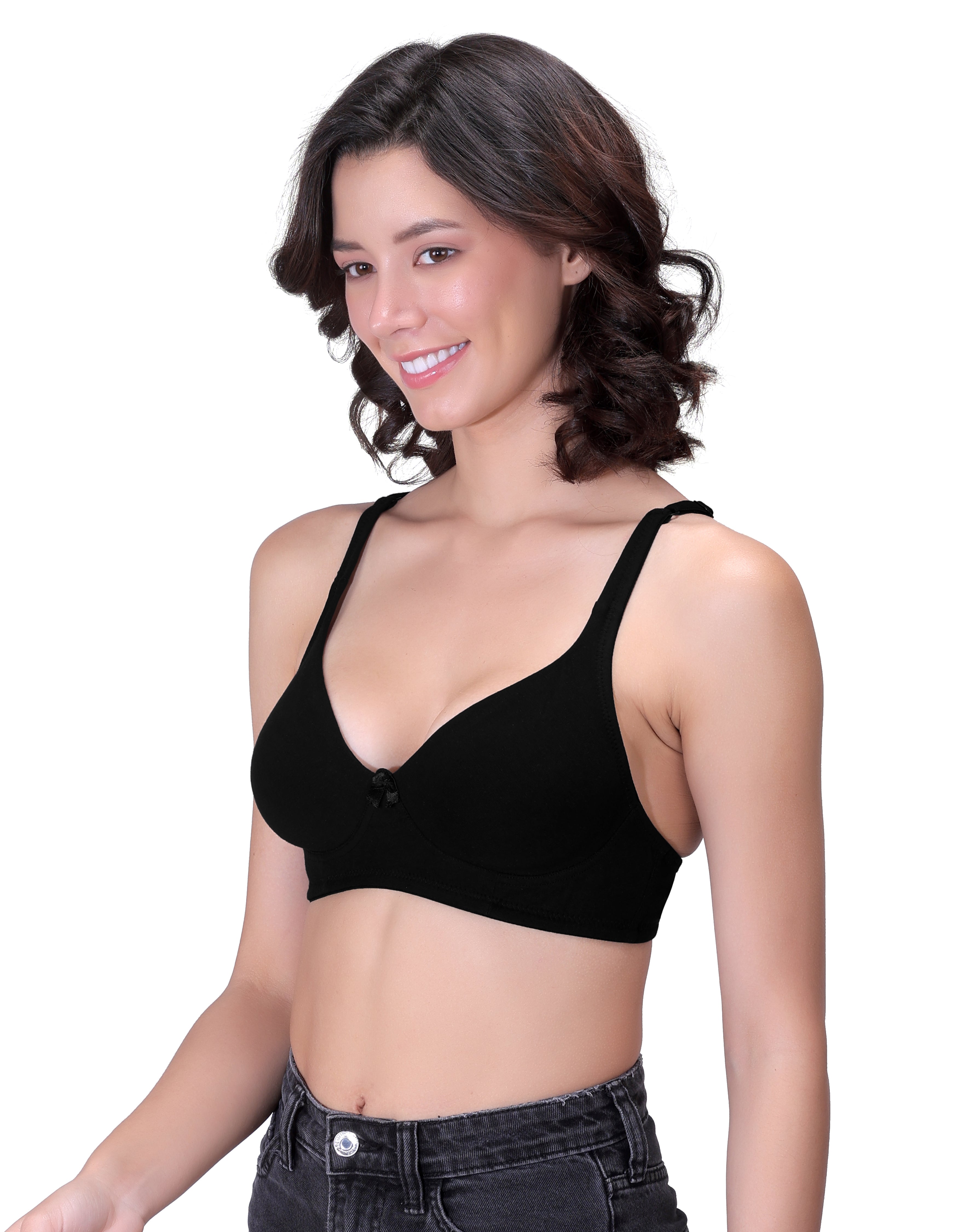 H&F Women's Non-Padded Non-Wired Seamless Medium Coverage Moulded T-shirt Bra