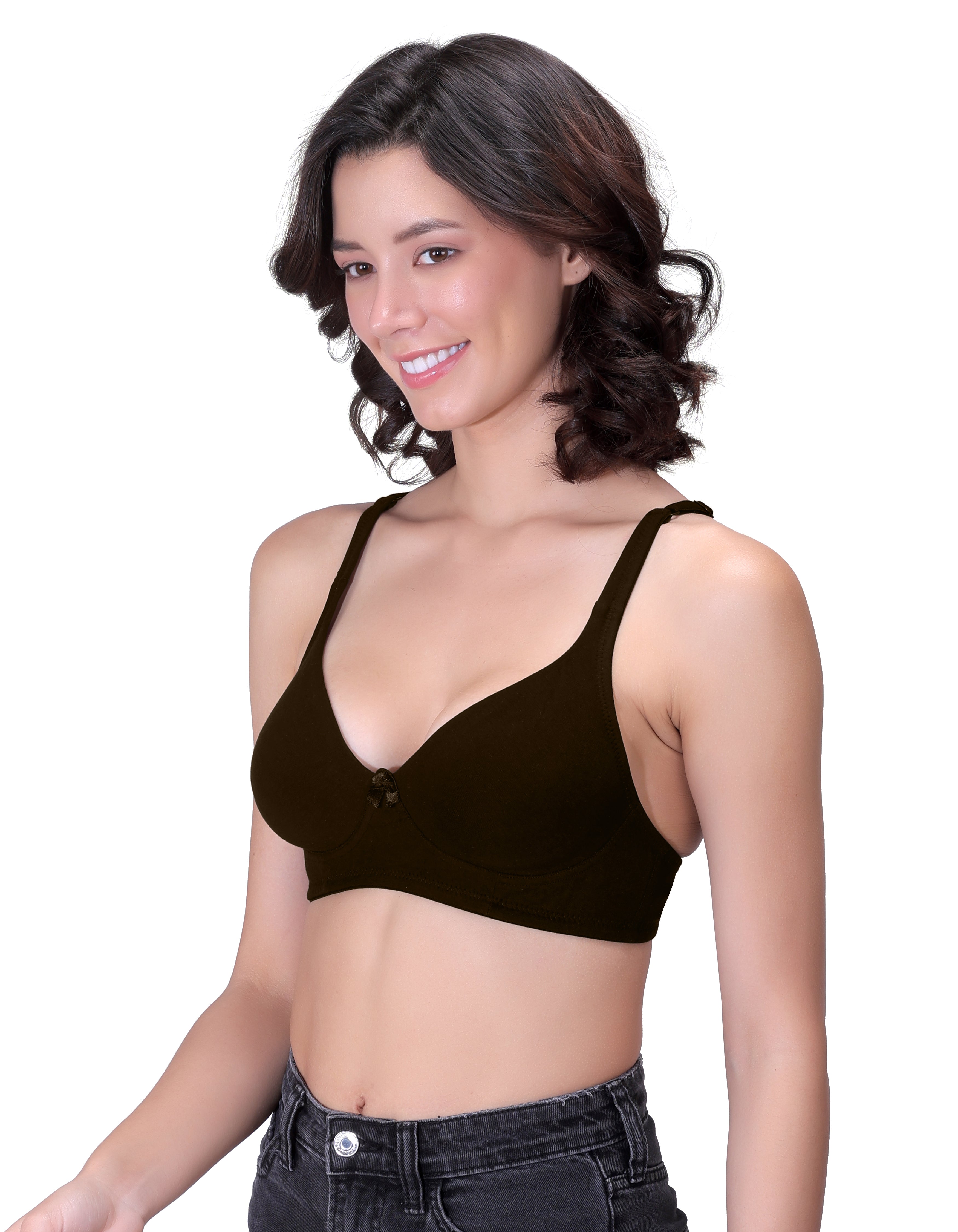 H&F Women's Non-Padded Non-Wired Seamless Medium Coverage Moulded T-shirt Bra