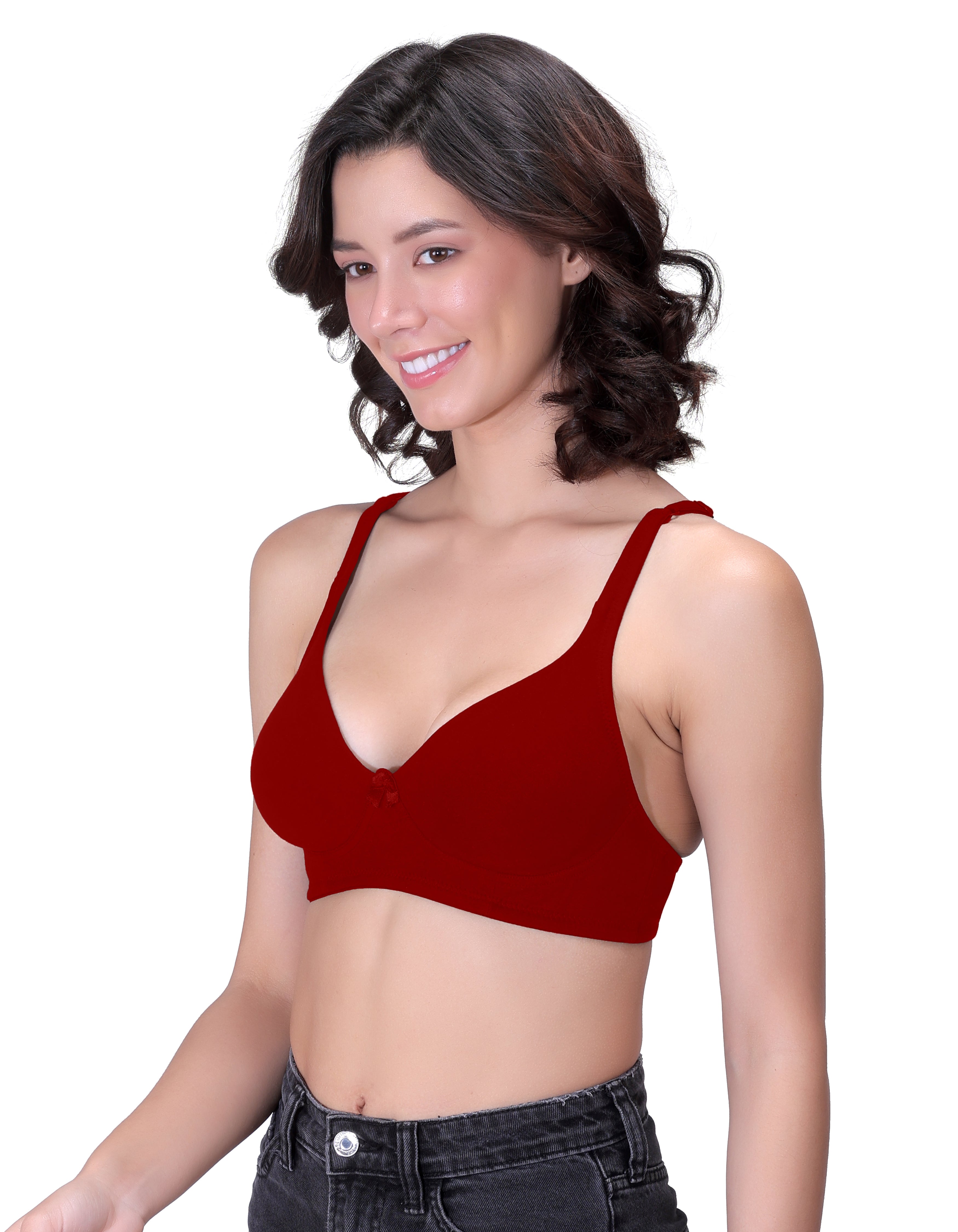 H&F Women's Non-Padded Non-Wired Seamless Medium Coverage Moulded T-shirt Bra