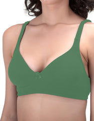 H&F Women's Non-Padded Non-Wired Seamless Medium Coverage Moulded T-shirt Bra