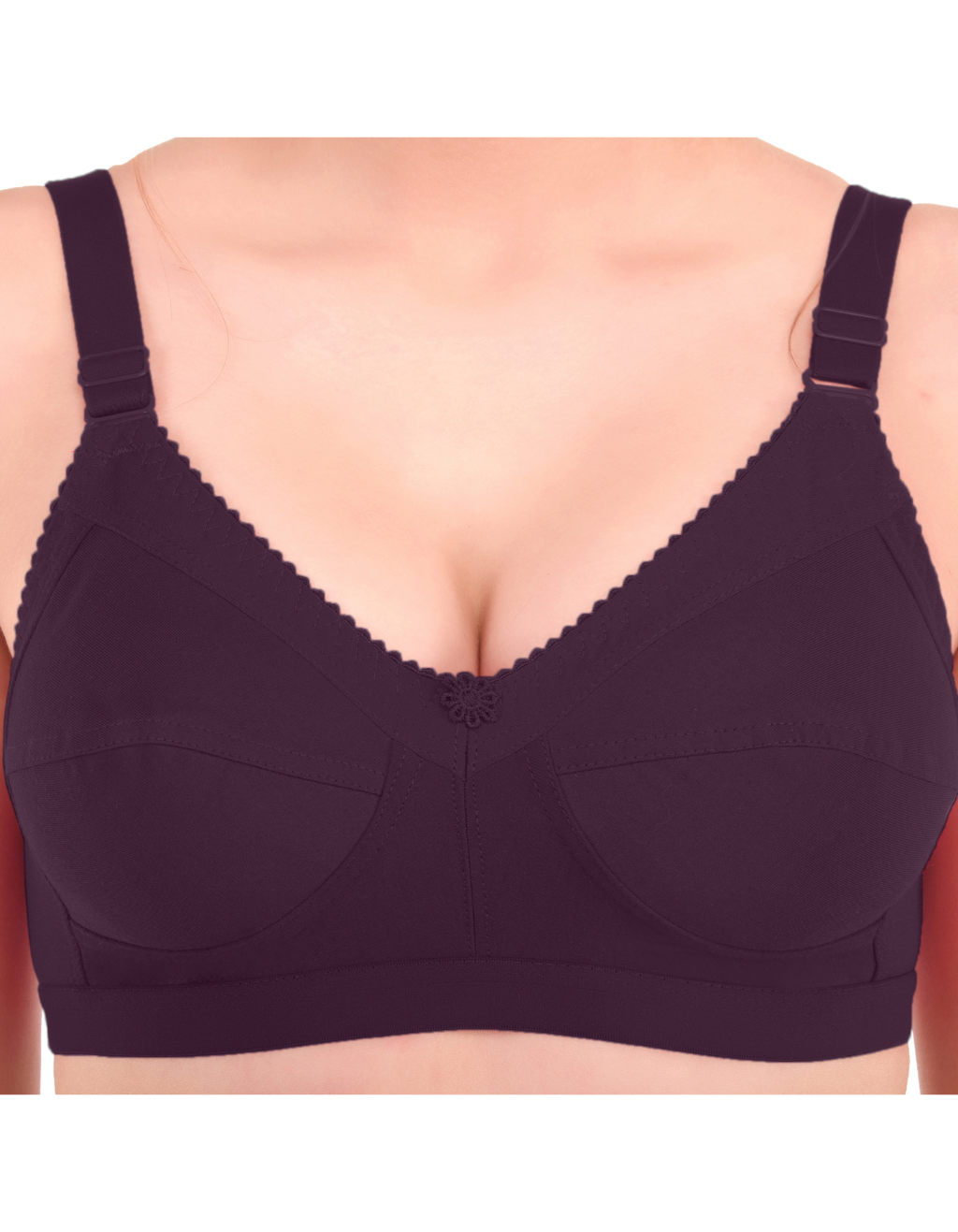 H&F Women's Everyday Non-Padded Non-Wired Cotton Blend Heavy Bust Full Coverage Cotton Rich Fabric C-Cup Bra