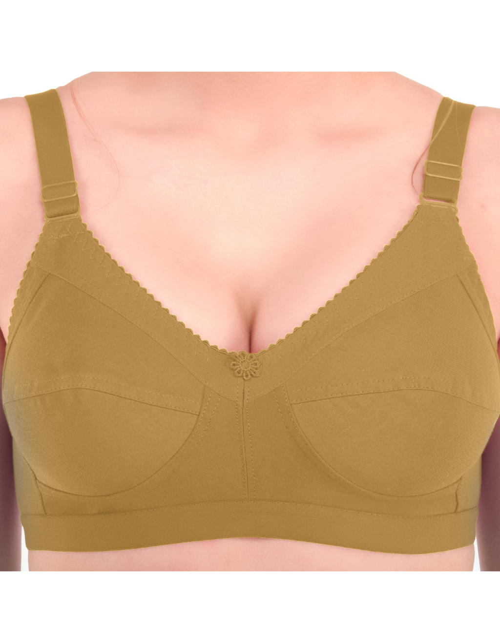 H&F Women's Everyday Non-Padded Non-Wired Cotton Blend Heavy Bust Full Coverage Cotton Rich Fabric C-Cup Bra