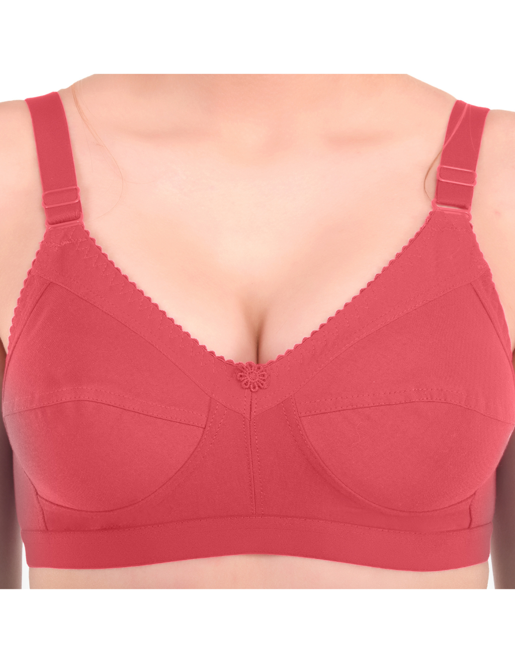 H&F Women's Everyday Non-Padded Non-Wired Cotton Blend Heavy Bust Full Coverage Cotton Rich Fabric C-Cup Bra