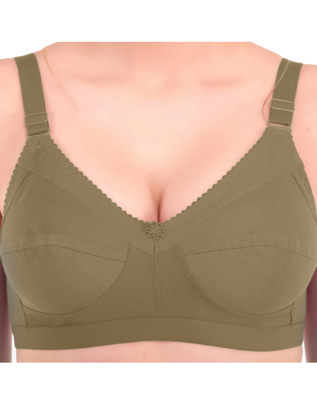 H&F Women's Everyday Non-Padded Non-Wired Cotton Blend Heavy Bust Full Coverage Cotton Rich Fabric C-Cup Bra