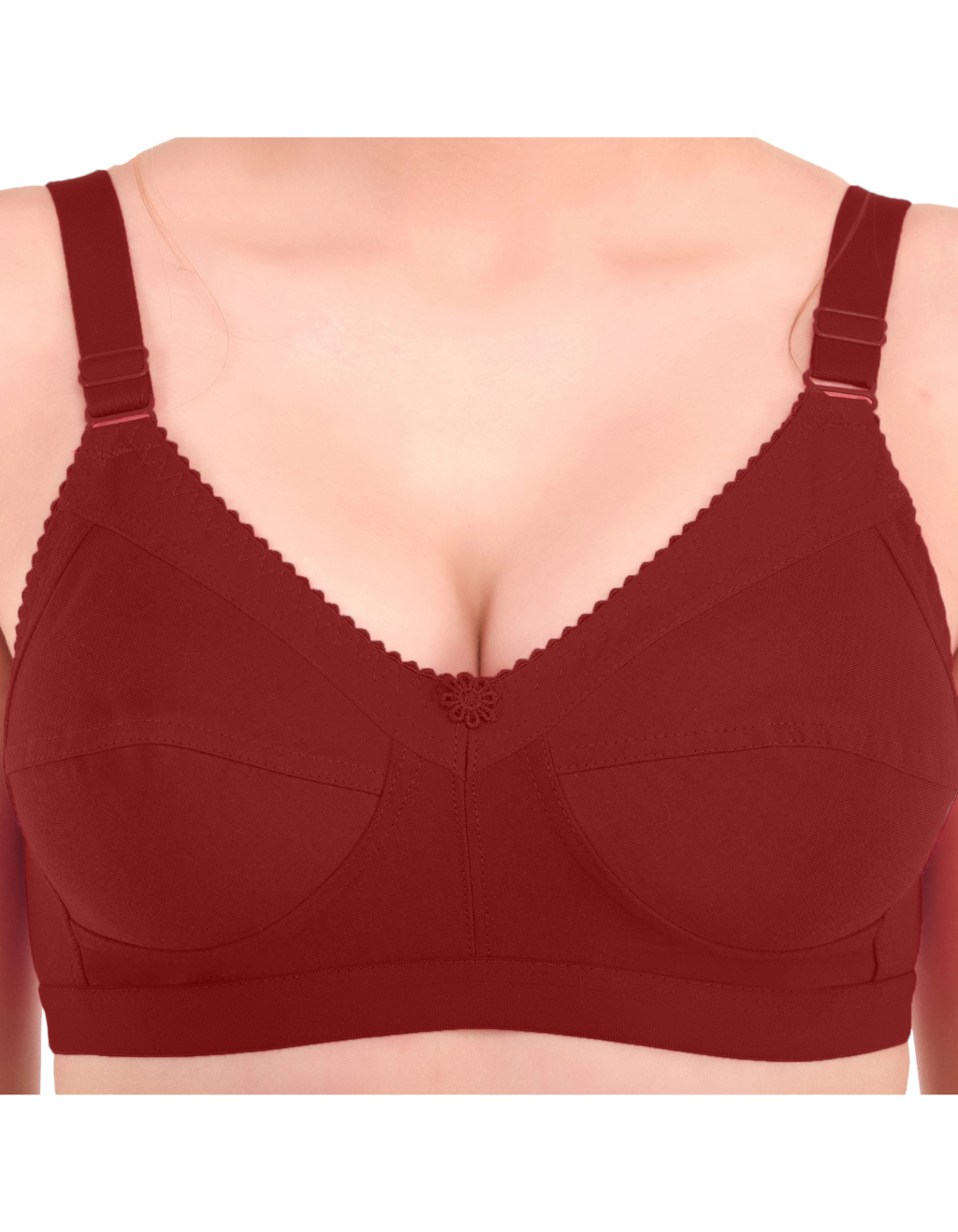 H&F Women's Everyday Non-Padded Non-Wired Cotton Blend Heavy Bust Full Coverage Cotton Rich Fabric C-Cup Bra