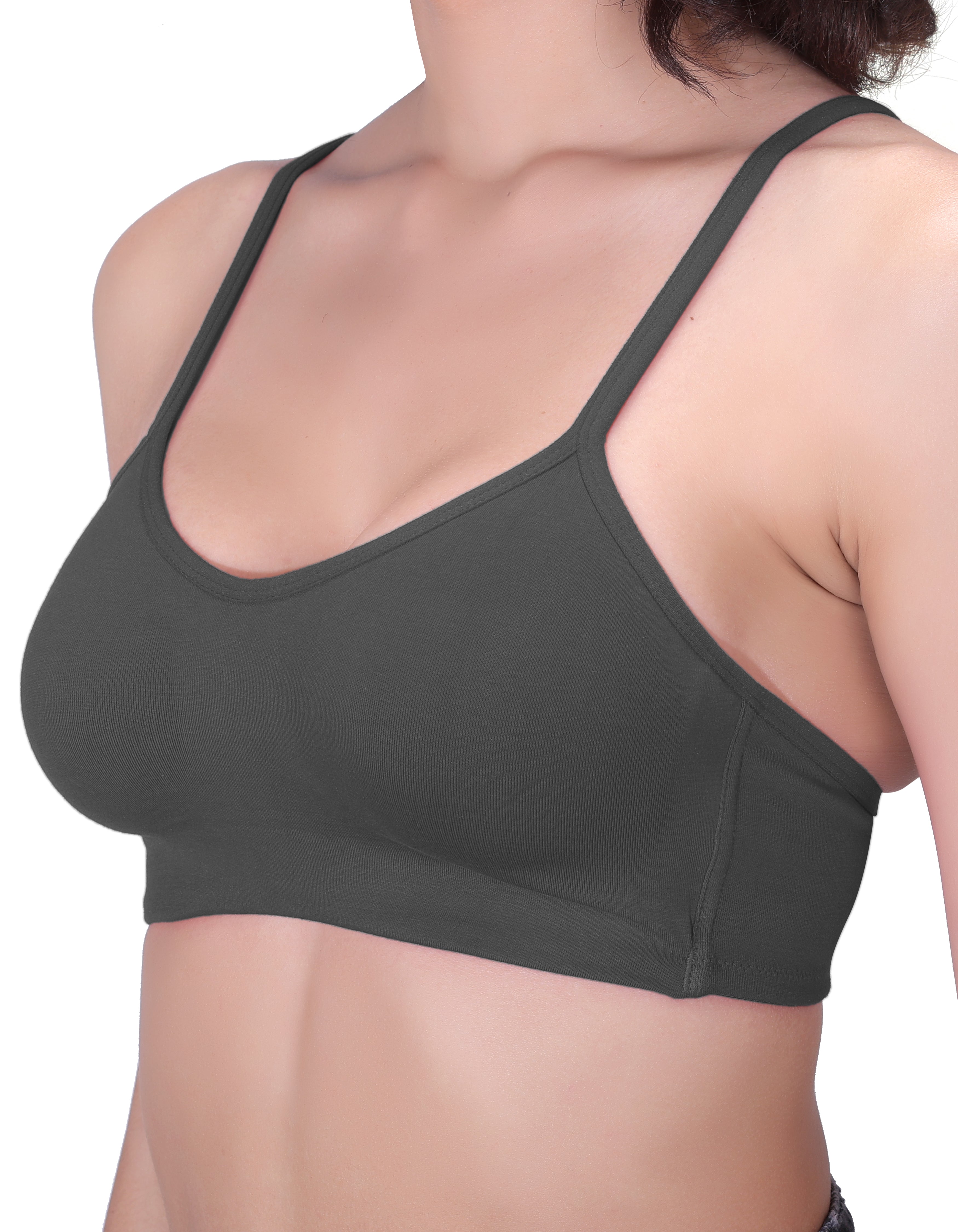 H&F Women's Everyday Non-Padded Wirefree  Super Combed Cotton Elastane Stretch Full Coverage With Adjustable Straps Beginners T-shirt Bra