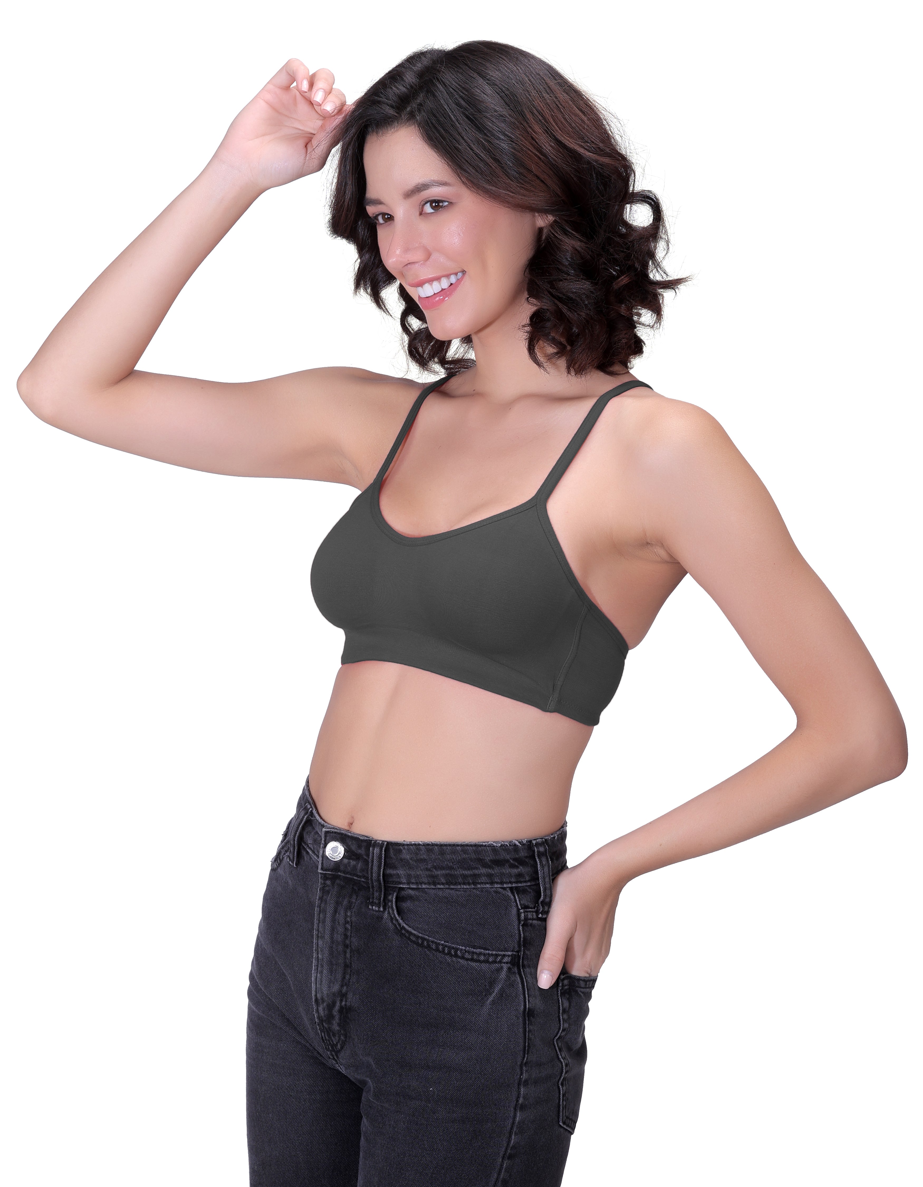 H&F Women's Everyday Non-Padded Wirefree  Super Combed Cotton Elastane Stretch Full Coverage With Adjustable Straps Beginners T-shirt Bra