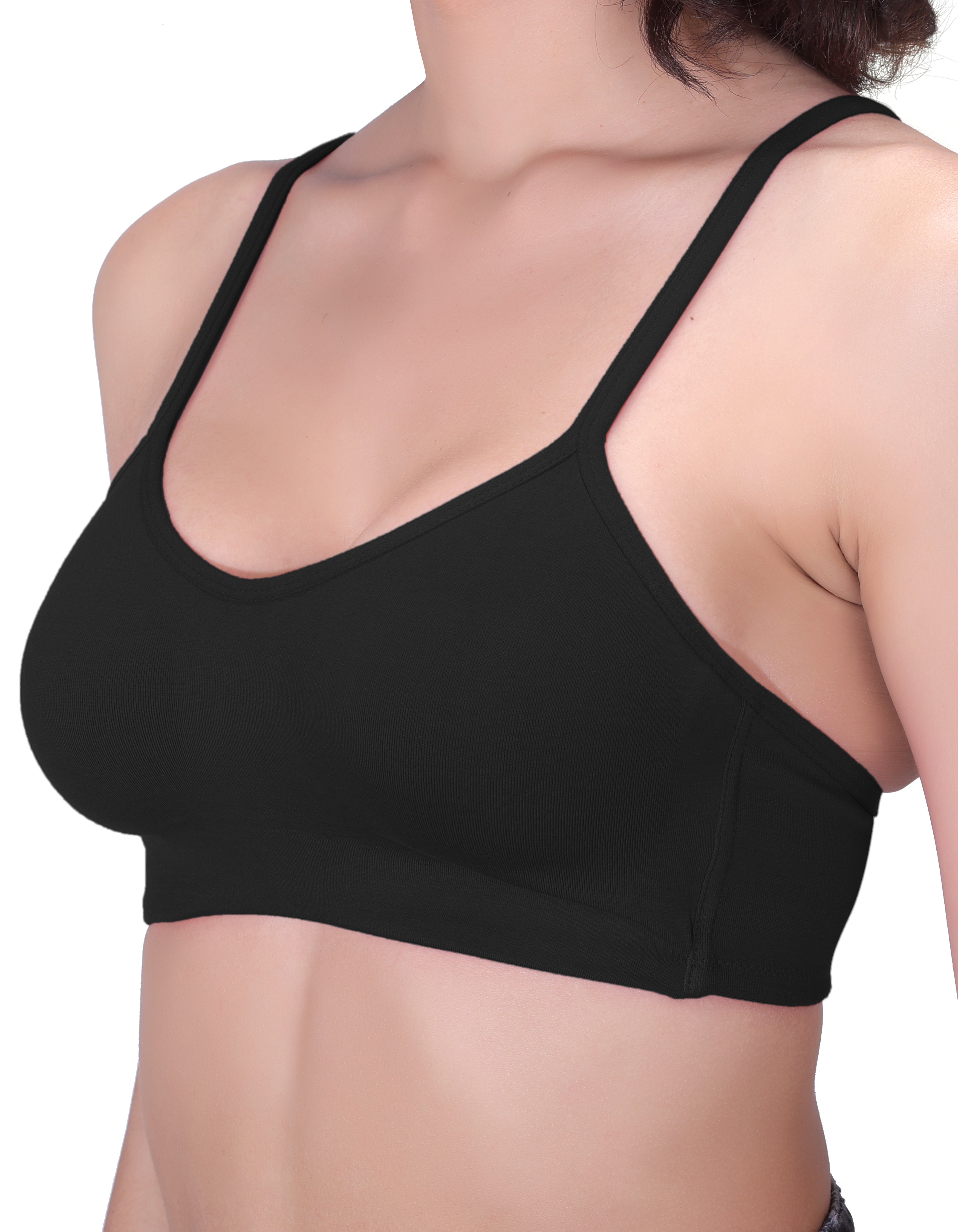 H&F Women's Everyday Non-Padded Wirefree  Super Combed Cotton Elastane Stretch Full Coverage With Adjustable Straps Beginners T-shirt Bra