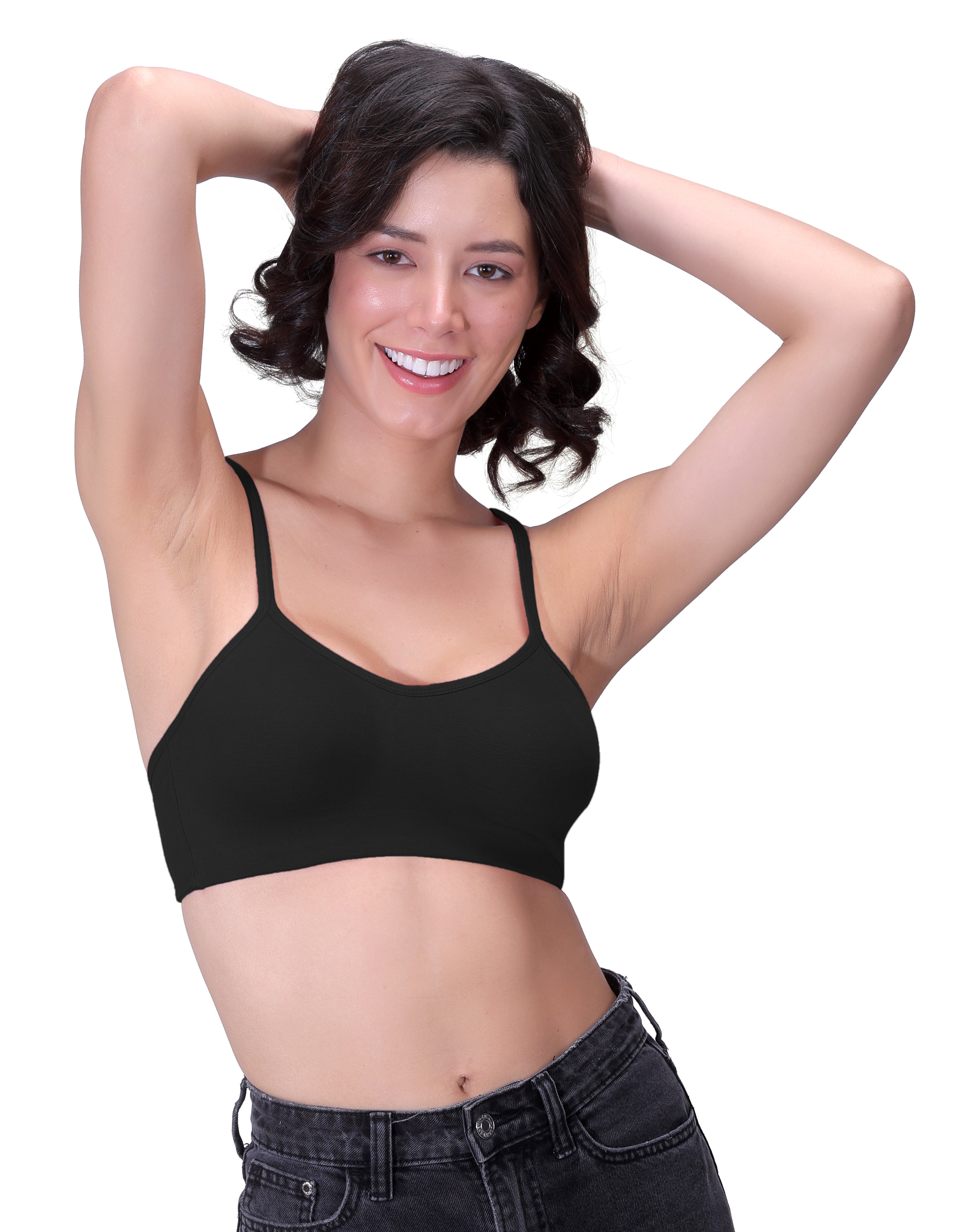 H&F Women's Everyday Non-Padded Wirefree  Super Combed Cotton Elastane Stretch Full Coverage With Adjustable Straps Beginners T-shirt Bra