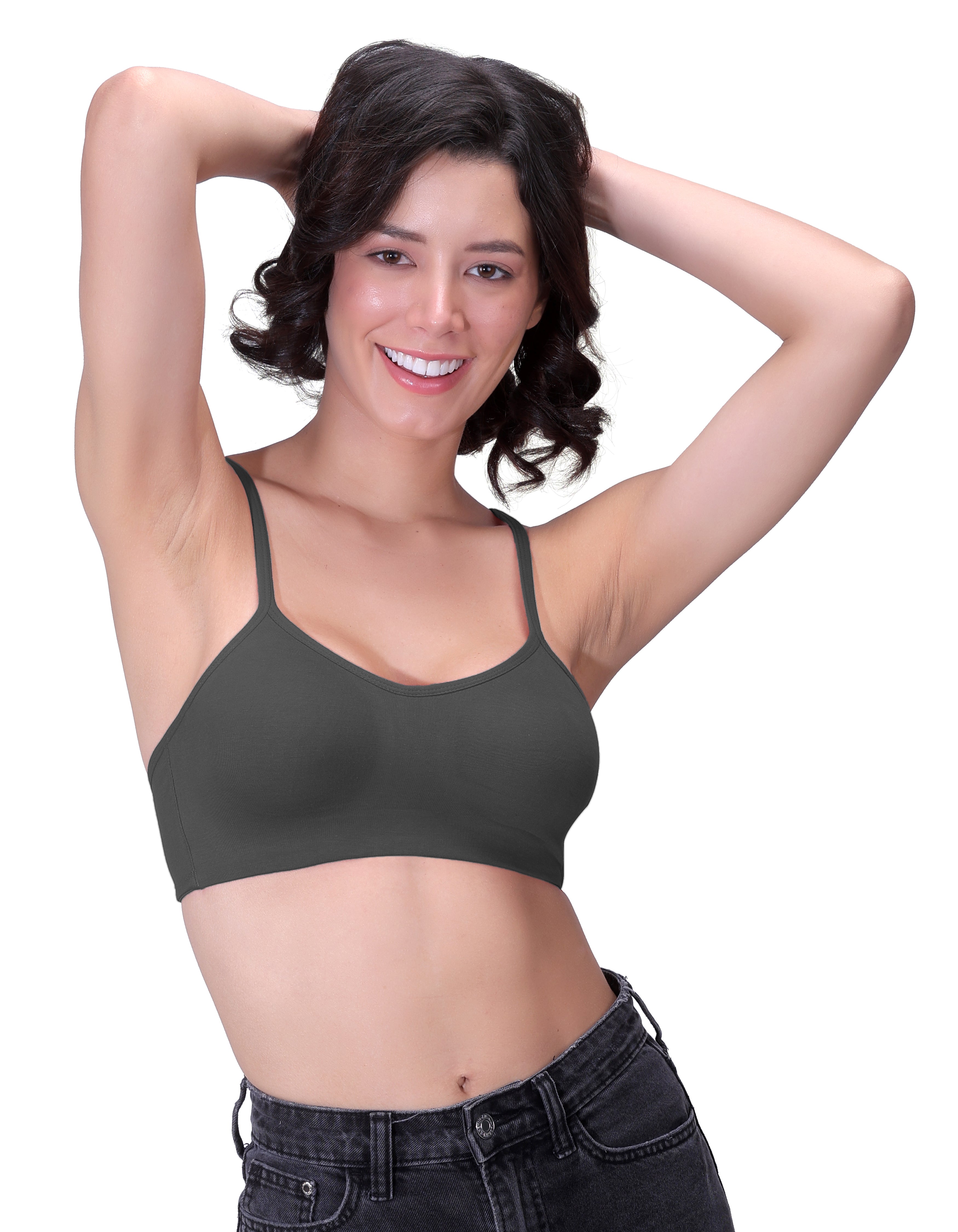 H&F Women's Everyday Non-Padded Wirefree  Super Combed Cotton Elastane Stretch Full Coverage With Adjustable Straps Beginners T-shirt Bra